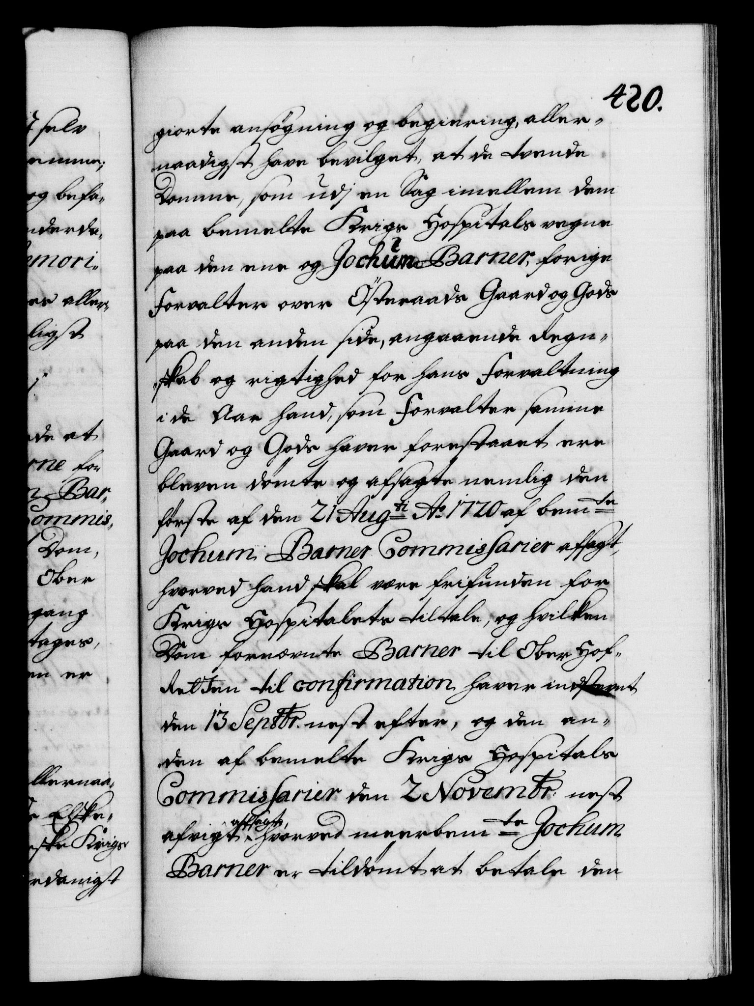 Danske Kanselli 1572-1799, AV/RA-EA-3023/F/Fc/Fca/Fcab/L0021: Norske tegnelser, 1719-1721, p. 420a