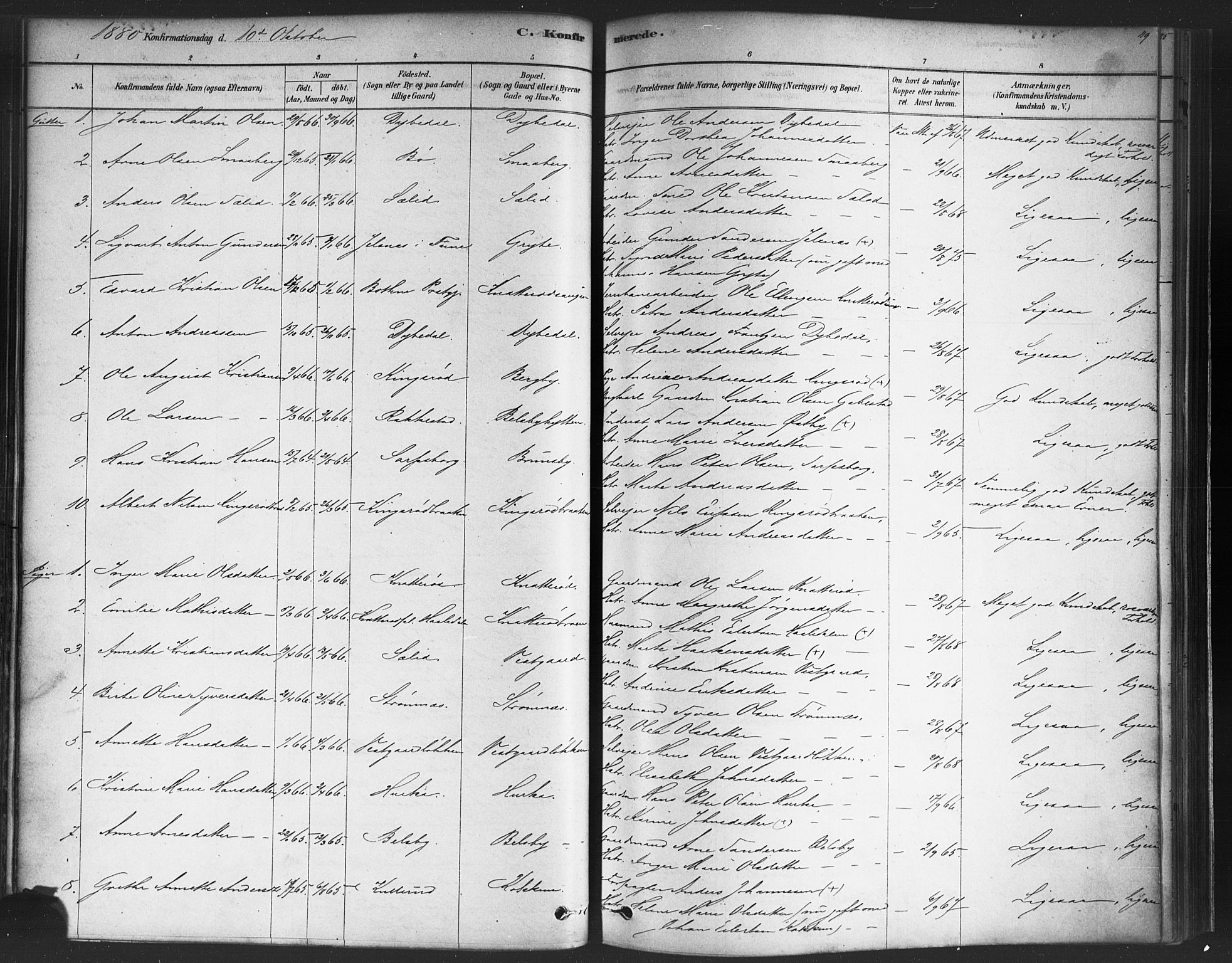 Varteig prestekontor Kirkebøker, SAO/A-10447a/F/Fa/L0002: Parish register (official) no. 2, 1878-1899, p. 119