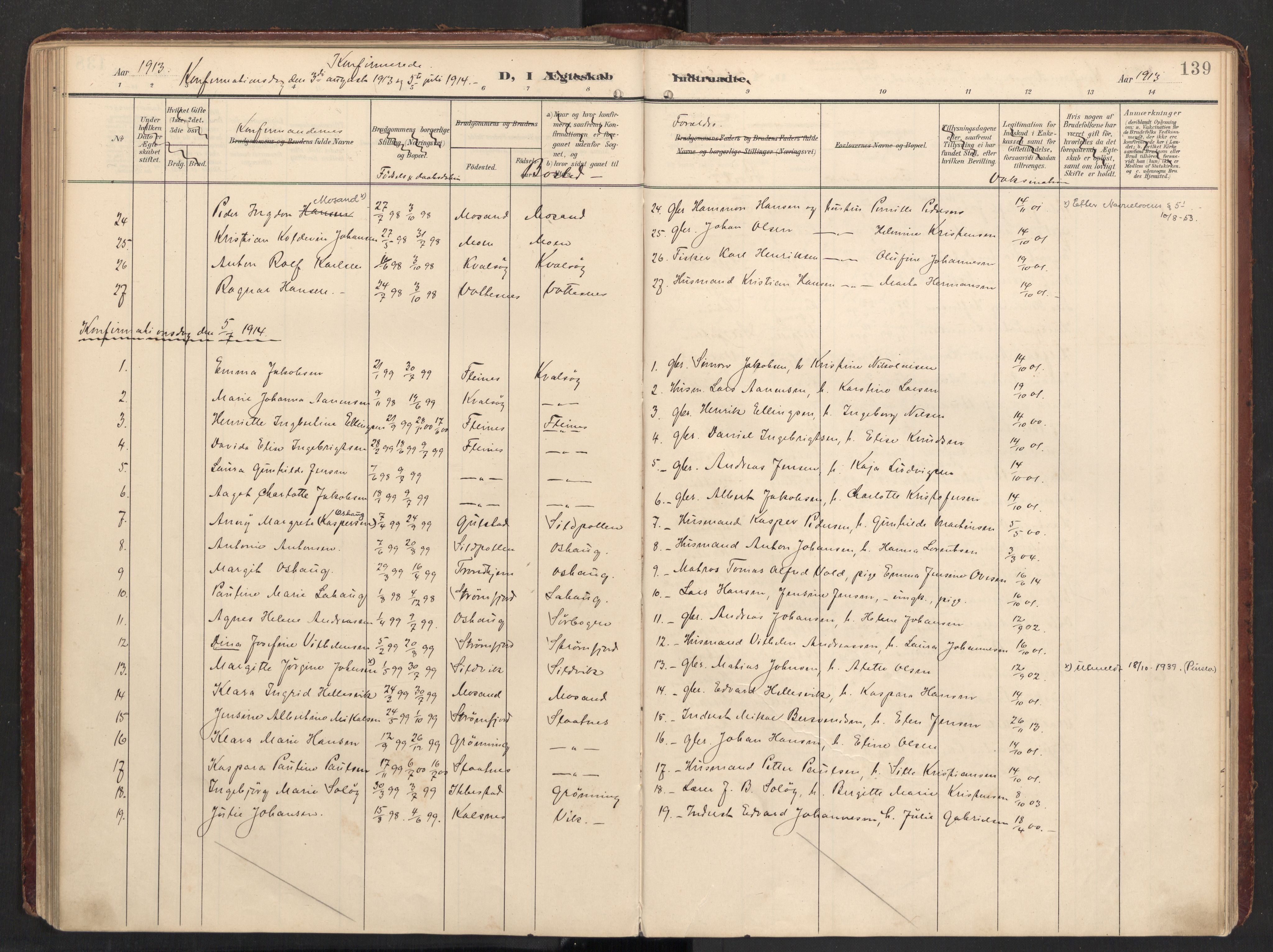 Ministerialprotokoller, klokkerbøker og fødselsregistre - Nordland, SAT/A-1459/890/L1287: Parish register (official) no. 890A02, 1903-1915, p. 139
