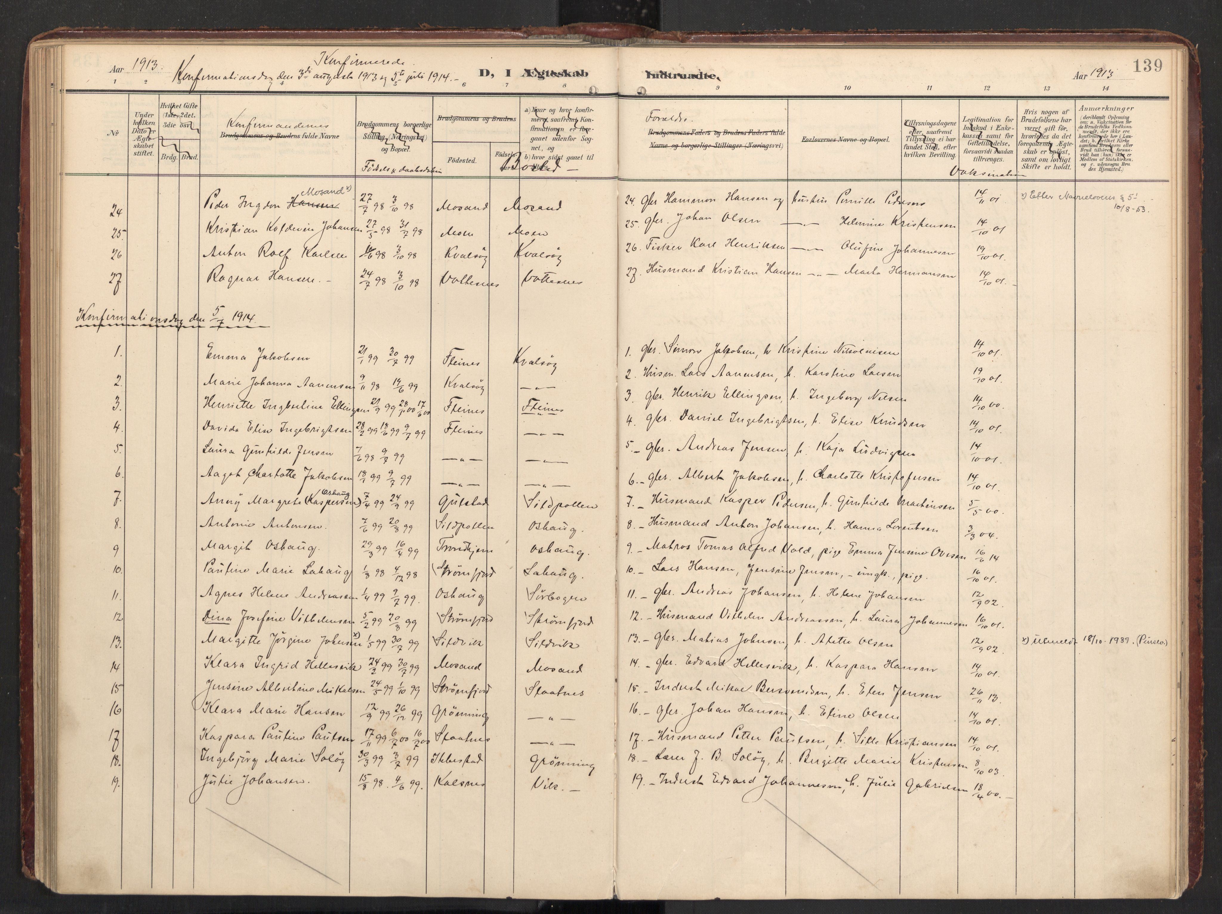 Ministerialprotokoller, klokkerbøker og fødselsregistre - Nordland, AV/SAT-A-1459/890/L1287: Parish register (official) no. 890A02, 1903-1915, p. 139