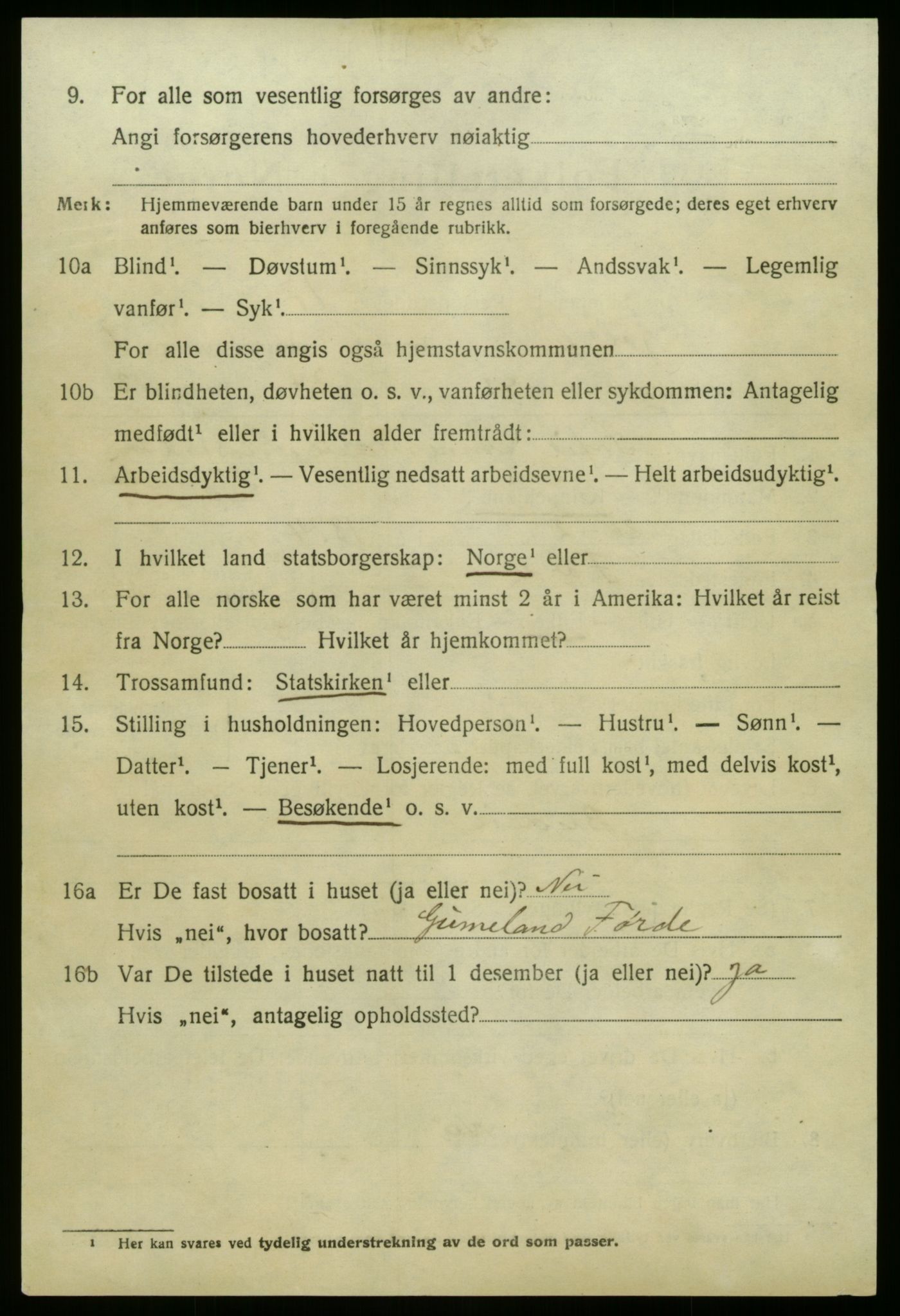 SAB, 1920 census for Jølster, 1920, p. 1567