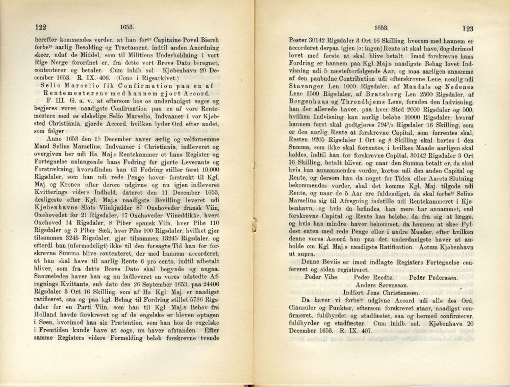 Publikasjoner utgitt av Det Norske Historiske Kildeskriftfond, PUBL/-/-/-: Norske Rigs-Registranter, bind 11, 1653-1656, p. 122-123