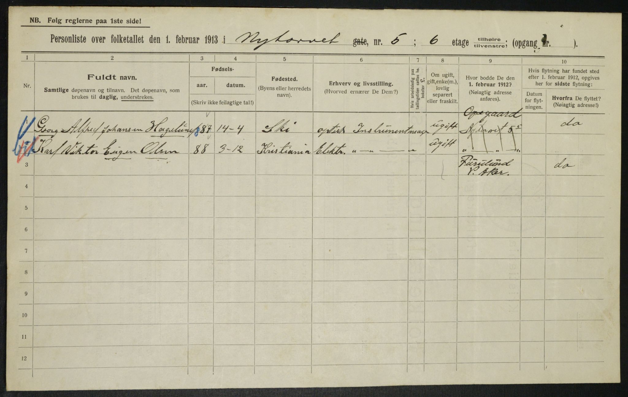 OBA, Municipal Census 1913 for Kristiania, 1913, p. 74223