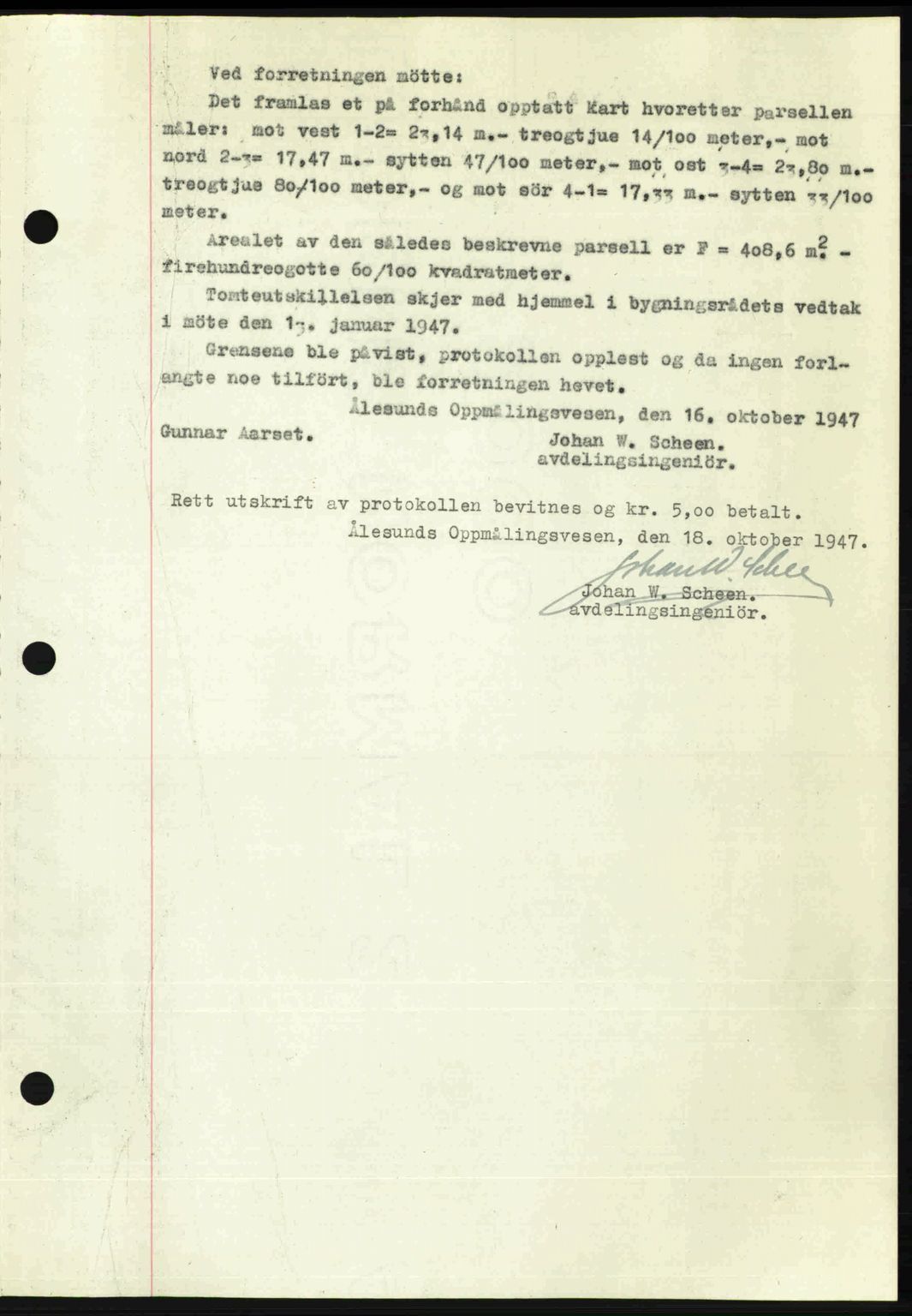 Ålesund byfogd, AV/SAT-A-4384: Mortgage book no. 37A (1), 1947-1949, Diary no: : 638/1947