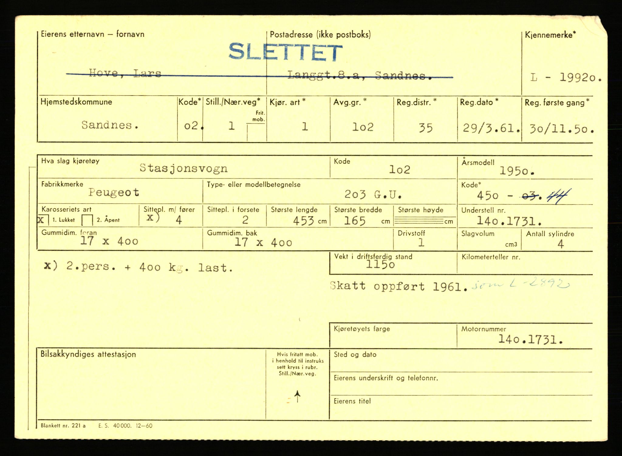 Stavanger trafikkstasjon, SAST/A-101942/0/F/L0035: L-19100 - L-19999, 1930-1971, p. 2232