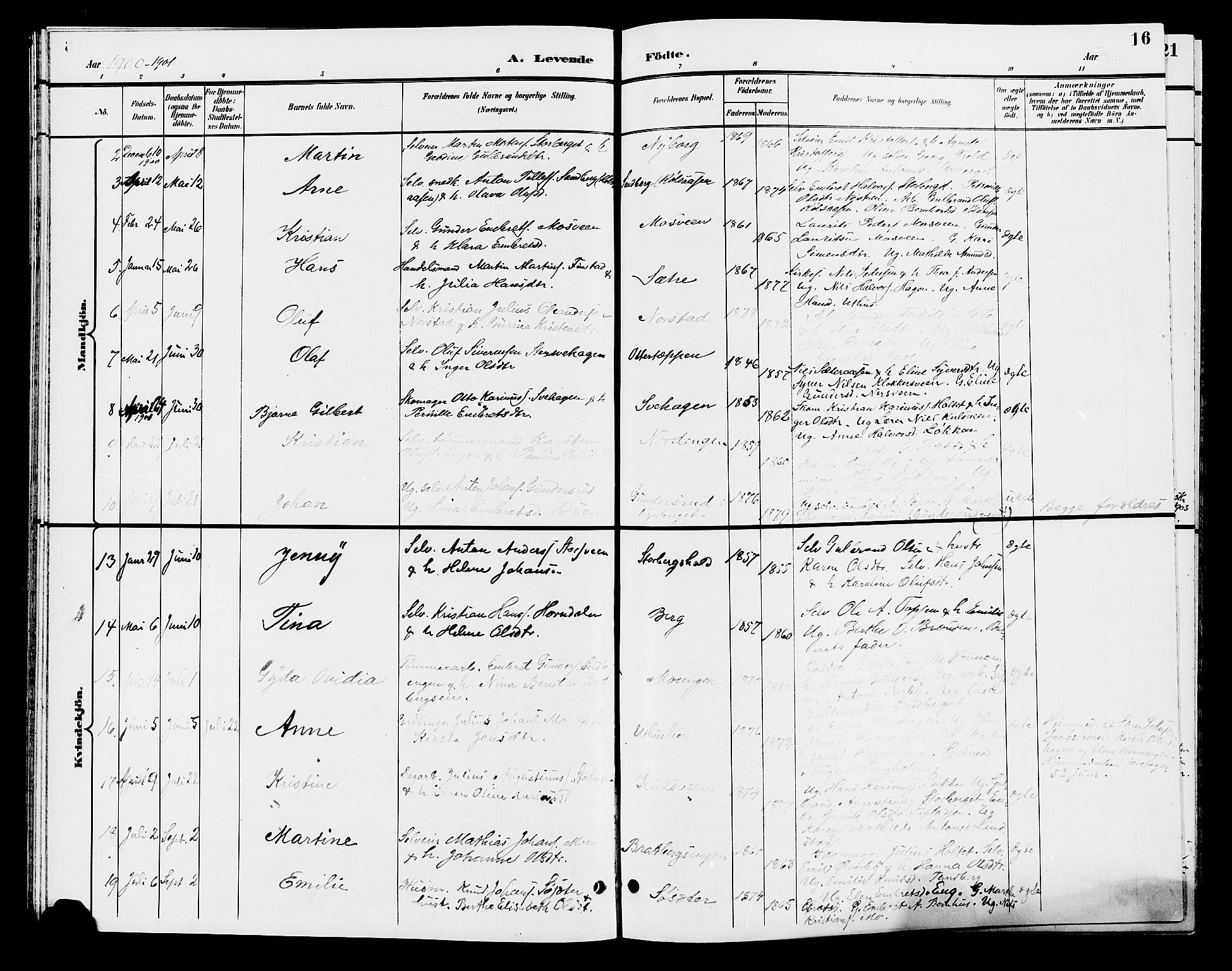 Elverum prestekontor, AV/SAH-PREST-044/H/Ha/Hab/L0006: Parish register (copy) no. 6, 1896-1907, p. 16