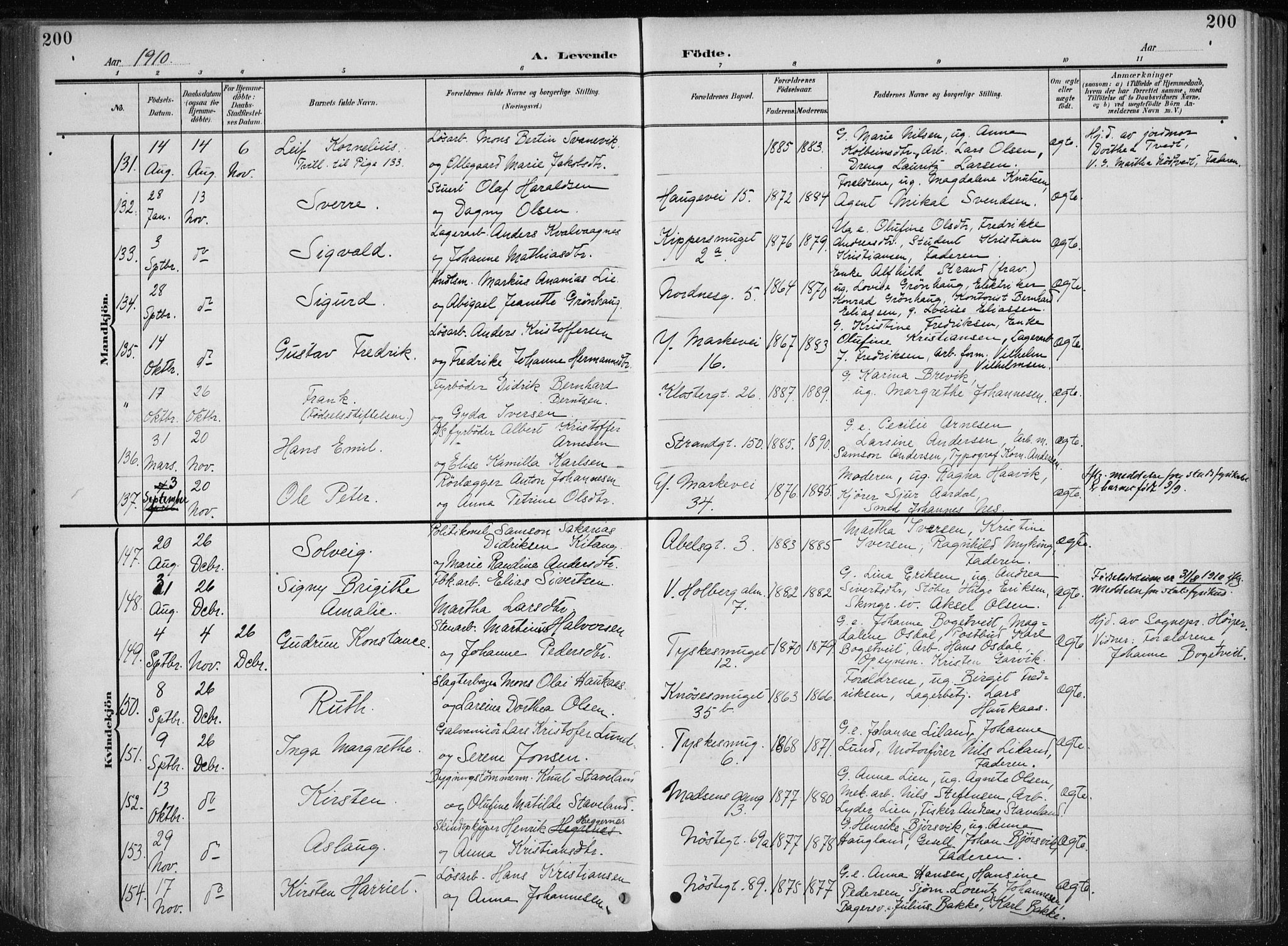 Nykirken Sokneprestembete, AV/SAB-A-77101/H/Haa/L0019: Parish register (official) no. B 7, 1904-1916, p. 200