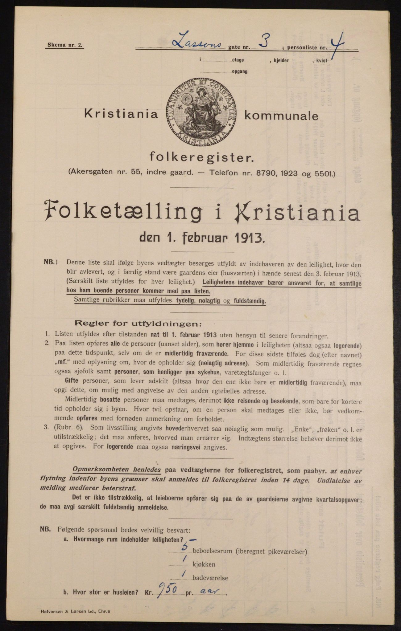 OBA, Municipal Census 1913 for Kristiania, 1913, p. 56997