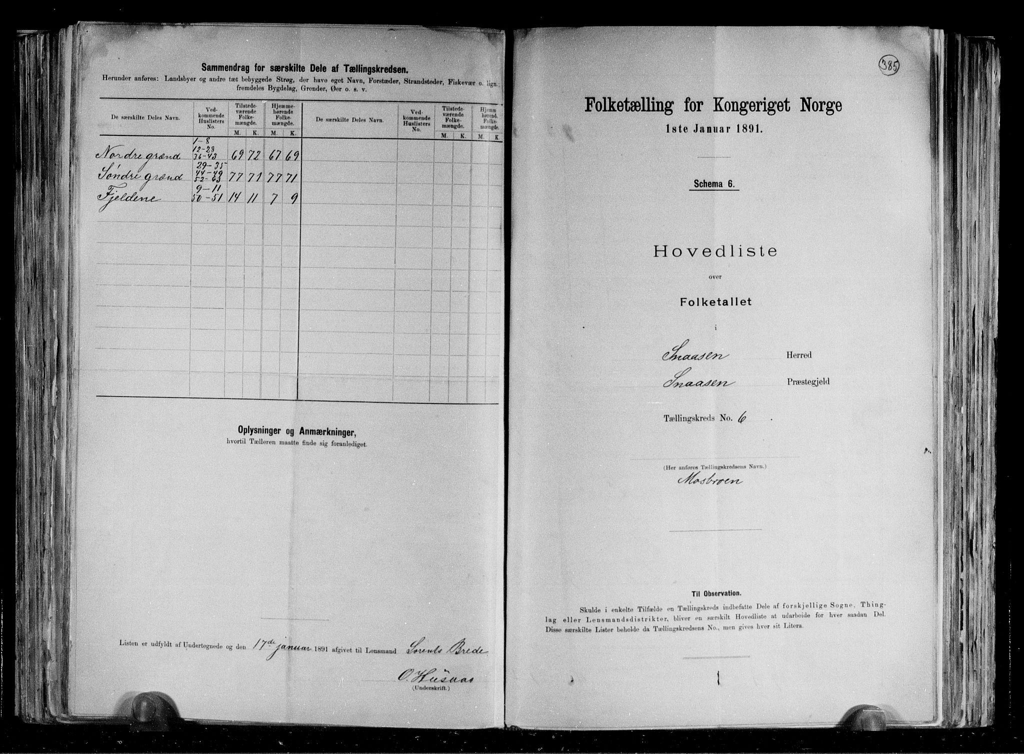 RA, 1891 census for 1736 Snåsa, 1891, p. 15