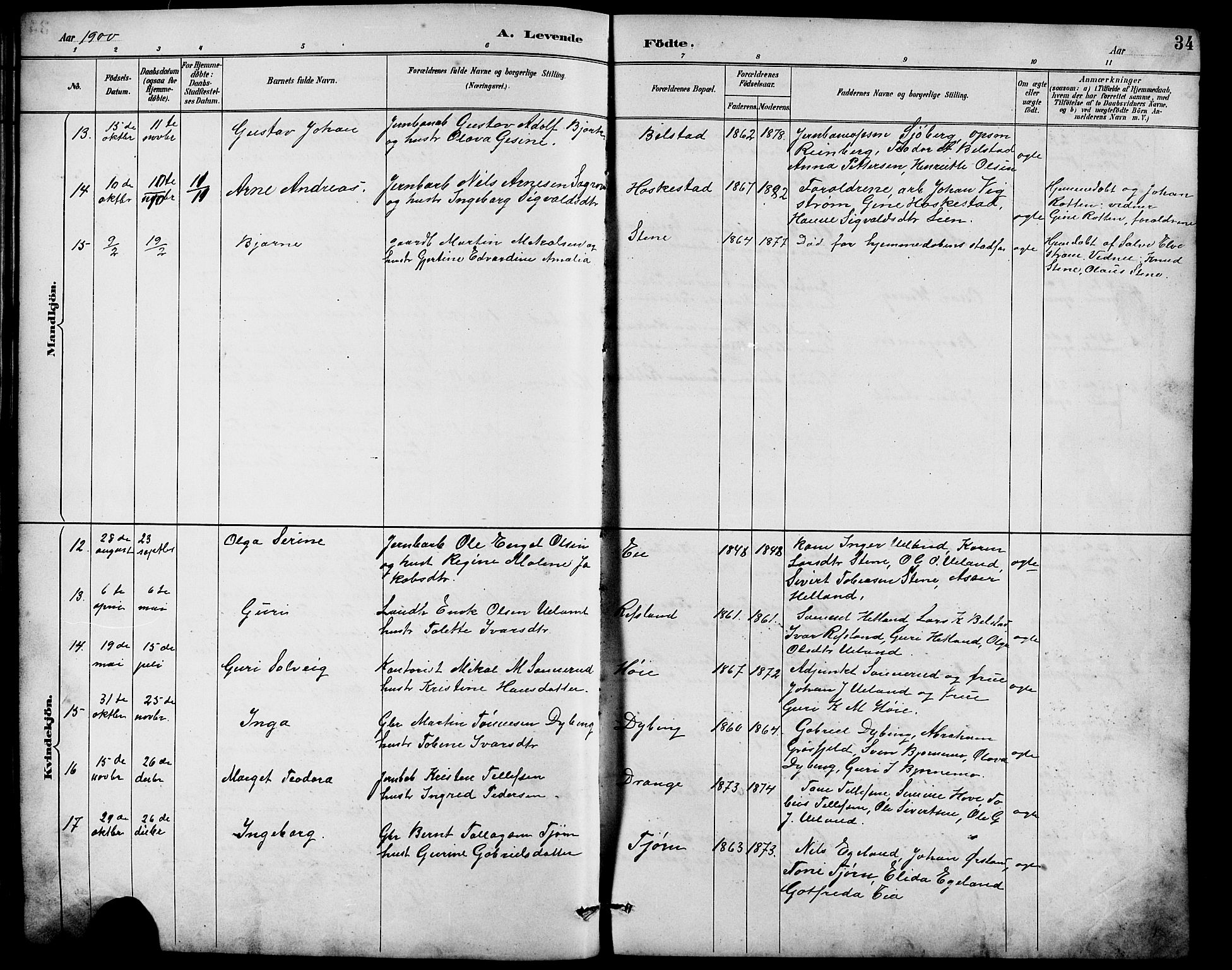 Lund sokneprestkontor, AV/SAST-A-101809/S07/L0007: Parish register (copy) no. B 7, 1890-1925, p. 34