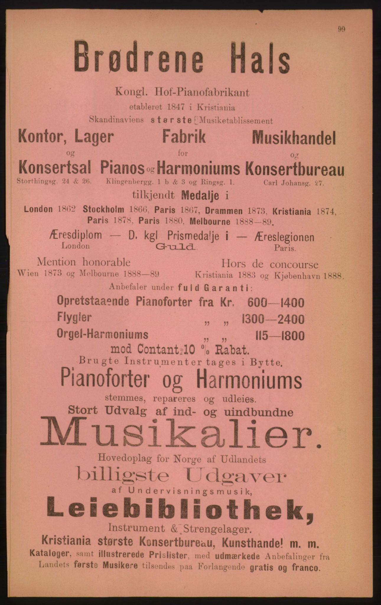 Kristiania/Oslo adressebok, PUBL/-, 1891, p. 99