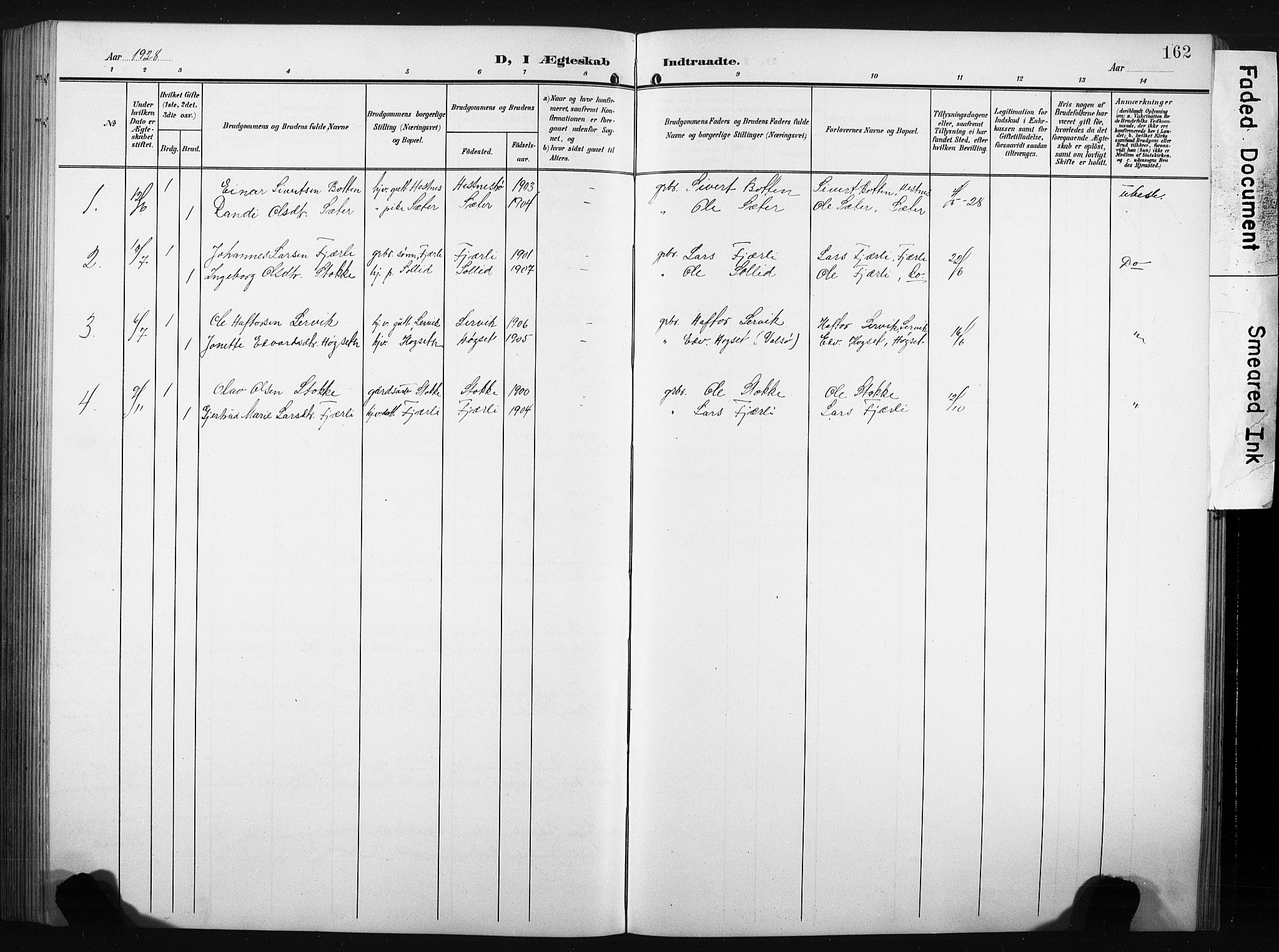 Ministerialprotokoller, klokkerbøker og fødselsregistre - Møre og Romsdal, AV/SAT-A-1454/580/L0927: Parish register (copy) no. 580C02, 1904-1932, p. 162