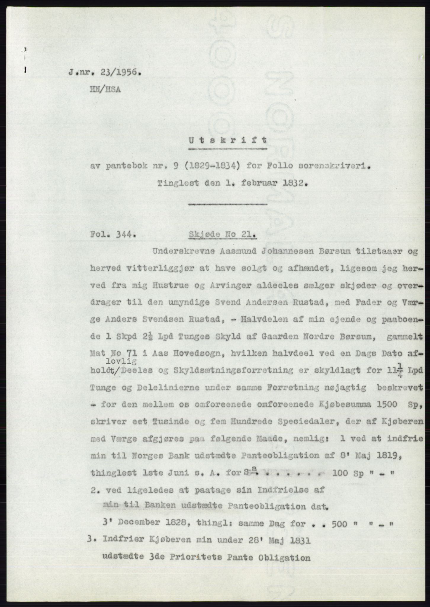 Statsarkivet i Oslo, AV/SAO-A-10621/Z/Zd/L0004: Avskrifter, j.nr 1-797/1956, 1956, p. 13