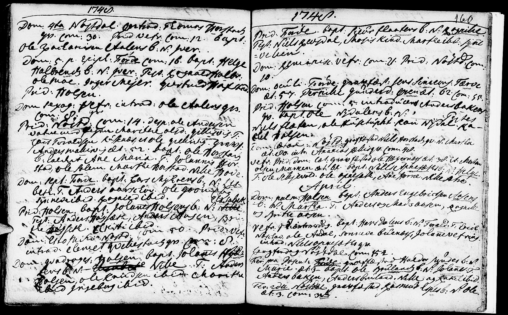 Førde sokneprestembete, SAB/A-79901/H/Haa/Haaa/L0002: Parish register (official) no. A 2, 1728-1748, p. 160