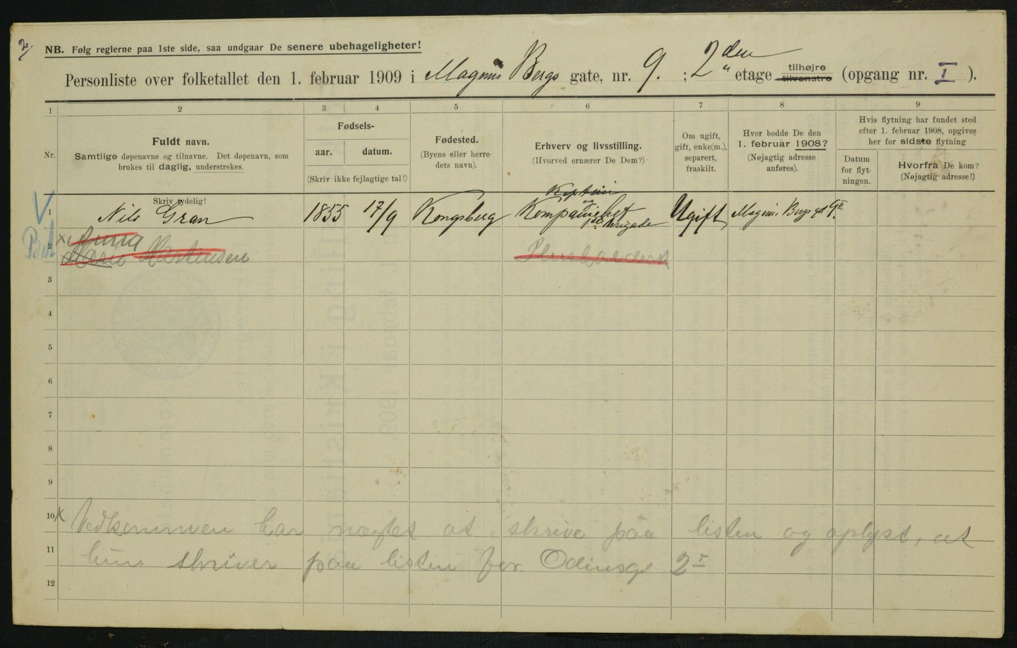 OBA, Municipal Census 1909 for Kristiania, 1909, p. 53833