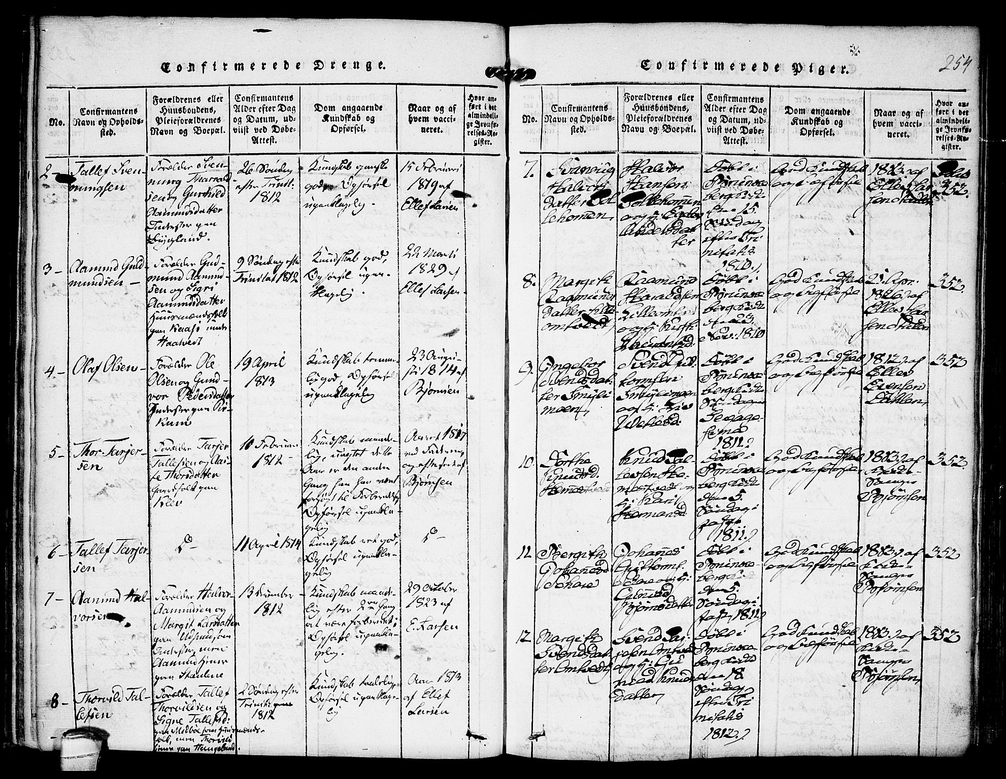Kviteseid kirkebøker, SAKO/A-276/F/Fb/L0001: Parish register (official) no. II 1, 1815-1836, p. 254