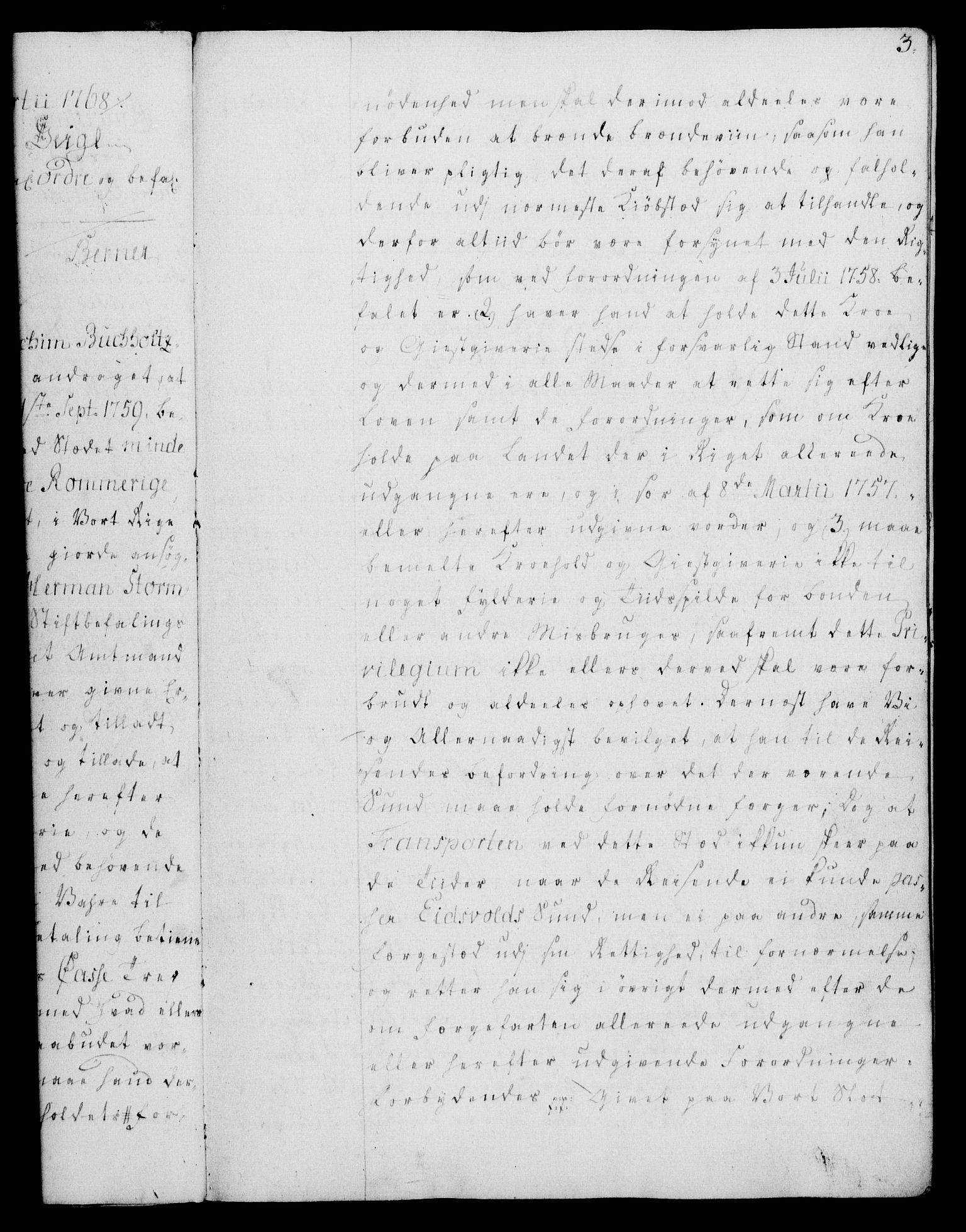 Rentekammeret, Kammerkanselliet, RA/EA-3111/G/Gg/Gga/L0008: Norsk ekspedisjonsprotokoll med register (merket RK 53.8), 1768-1771, p. 3