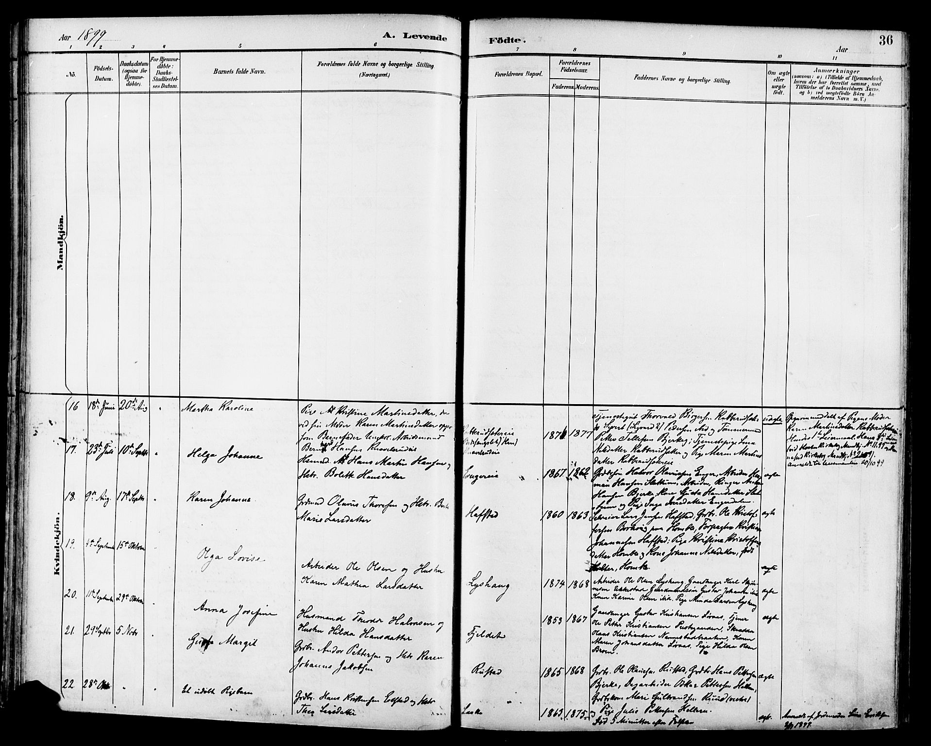 Nannestad prestekontor Kirkebøker, AV/SAO-A-10414a/F/Fa/L0015: Parish register (official) no. I 15, 1891-1905, p. 36