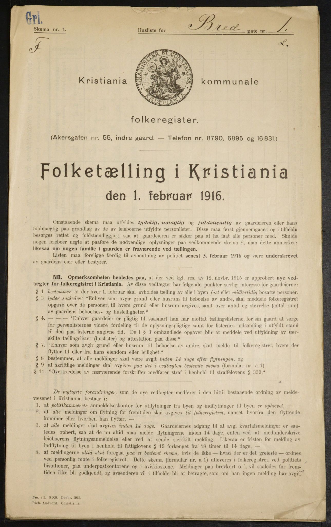 OBA, Municipal Census 1916 for Kristiania, 1916, p. 8212