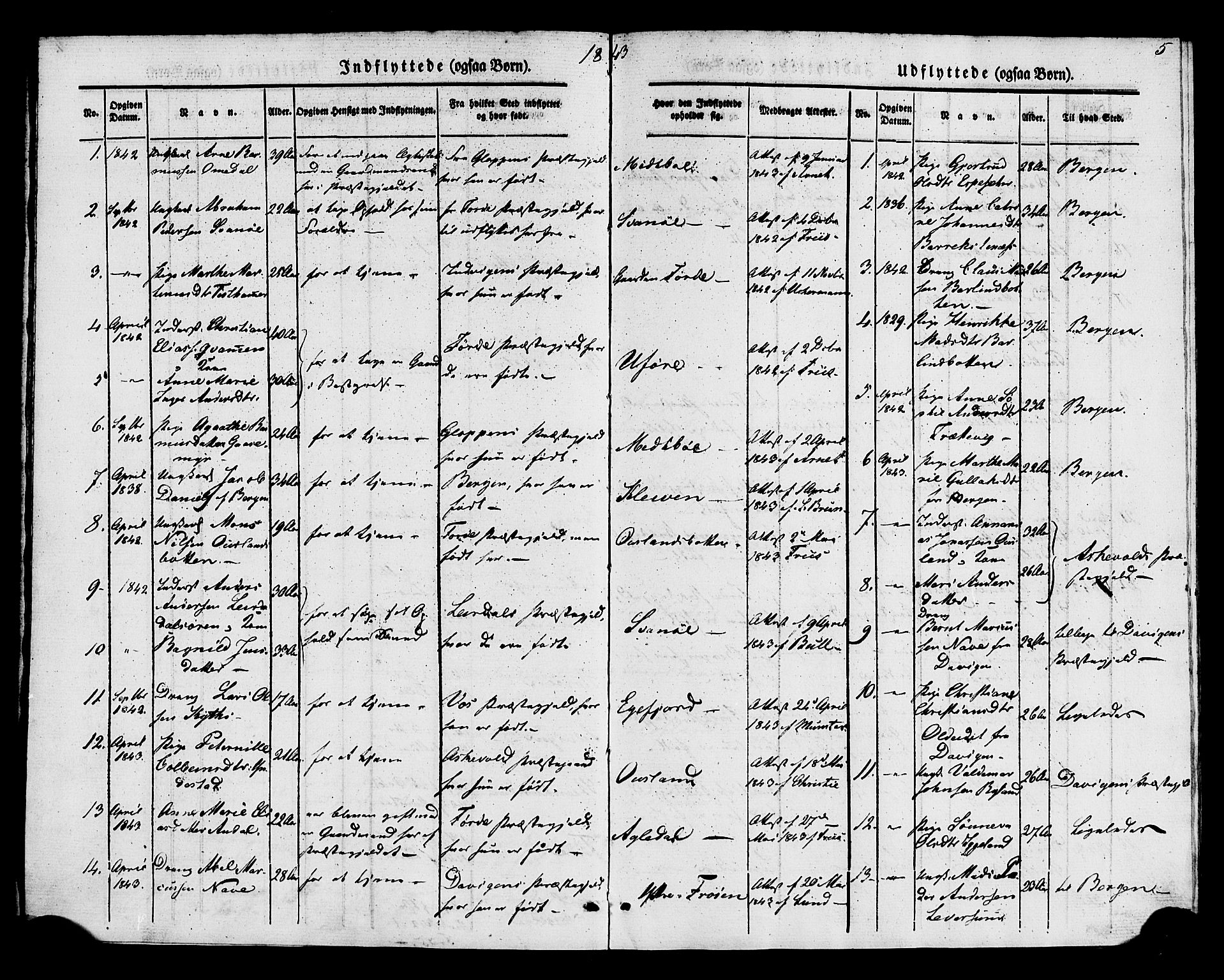 Kinn sokneprestembete, SAB/A-80801/H/Haa/Haaa/L0014: Parish register (official) no. A 14, 1841-1859, p. 5