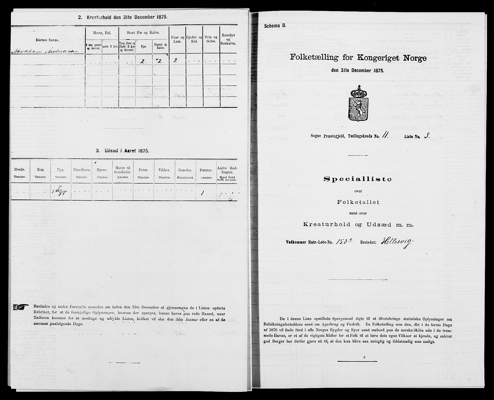 SAK, 1875 census for 1018P Søgne, 1875, p. 841