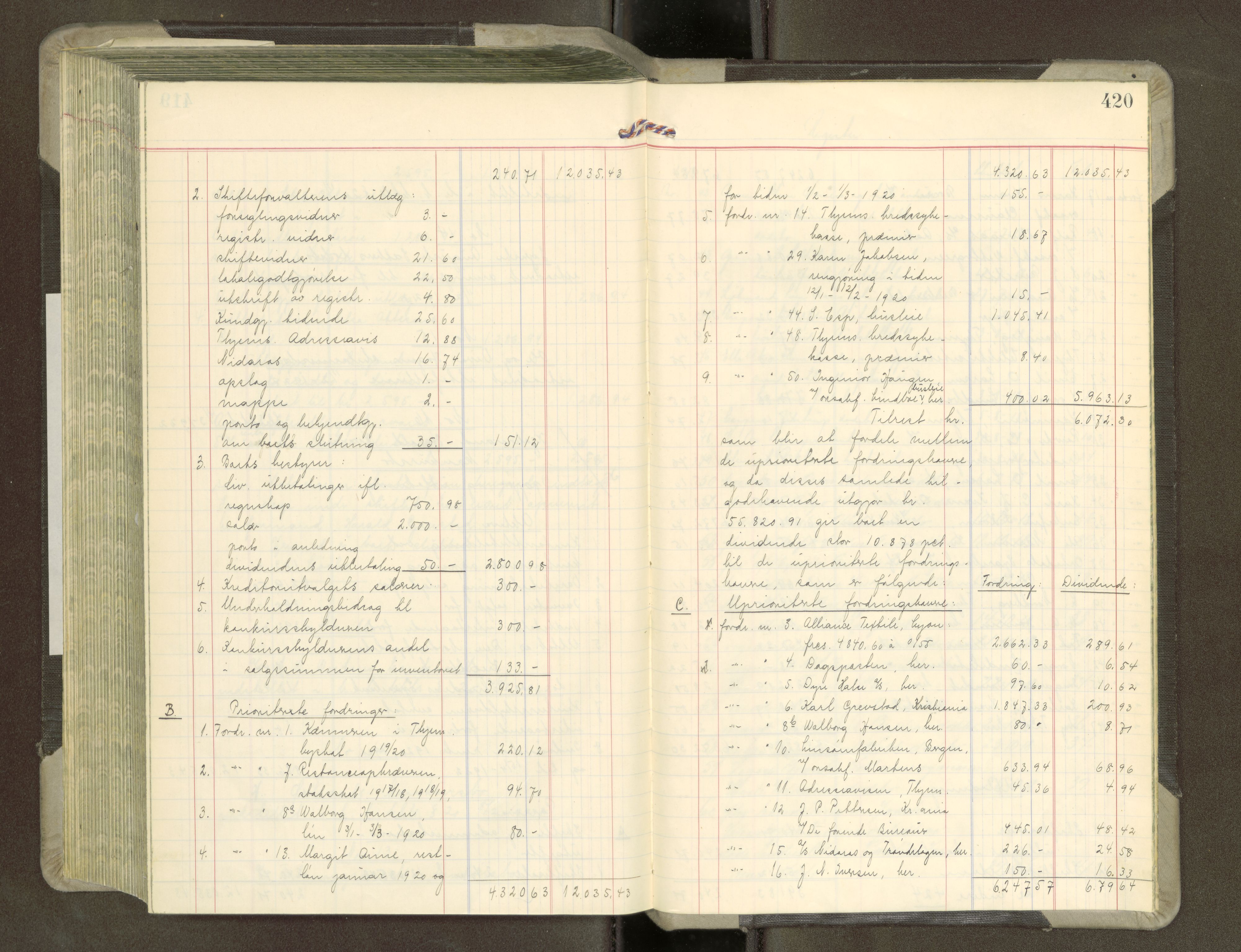 Trondheim byfogd, AV/SAT-A-0003/1/3/3A/L0043: Skifteutlodningsprotokoll - 15/7-4/3. (m/ register), 1918-1922, p. 420