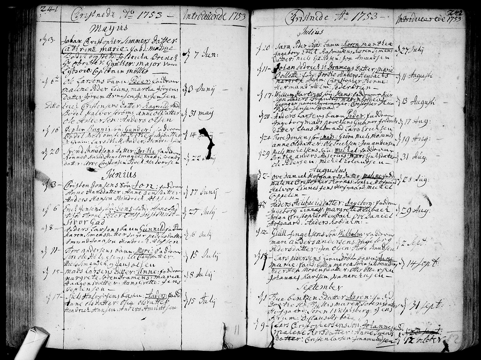 Bragernes kirkebøker, AV/SAKO-A-6/F/Fa/L0004: Parish register (official) no. I 4, 1734-1759, p. 241-242