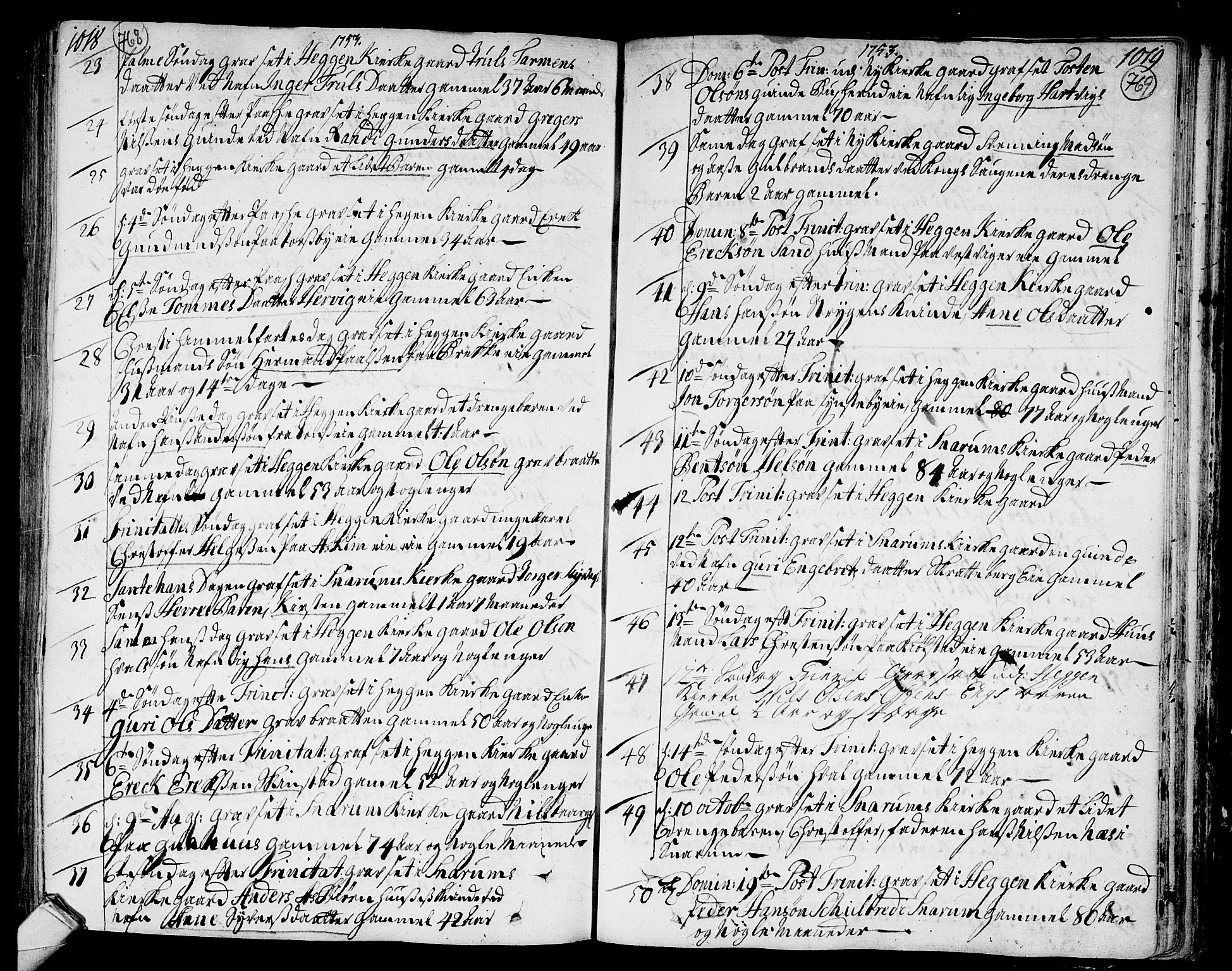 Modum kirkebøker, AV/SAKO-A-234/F/Fa/L0002: Parish register (official) no. 2, 1741-1782, p. 768-769