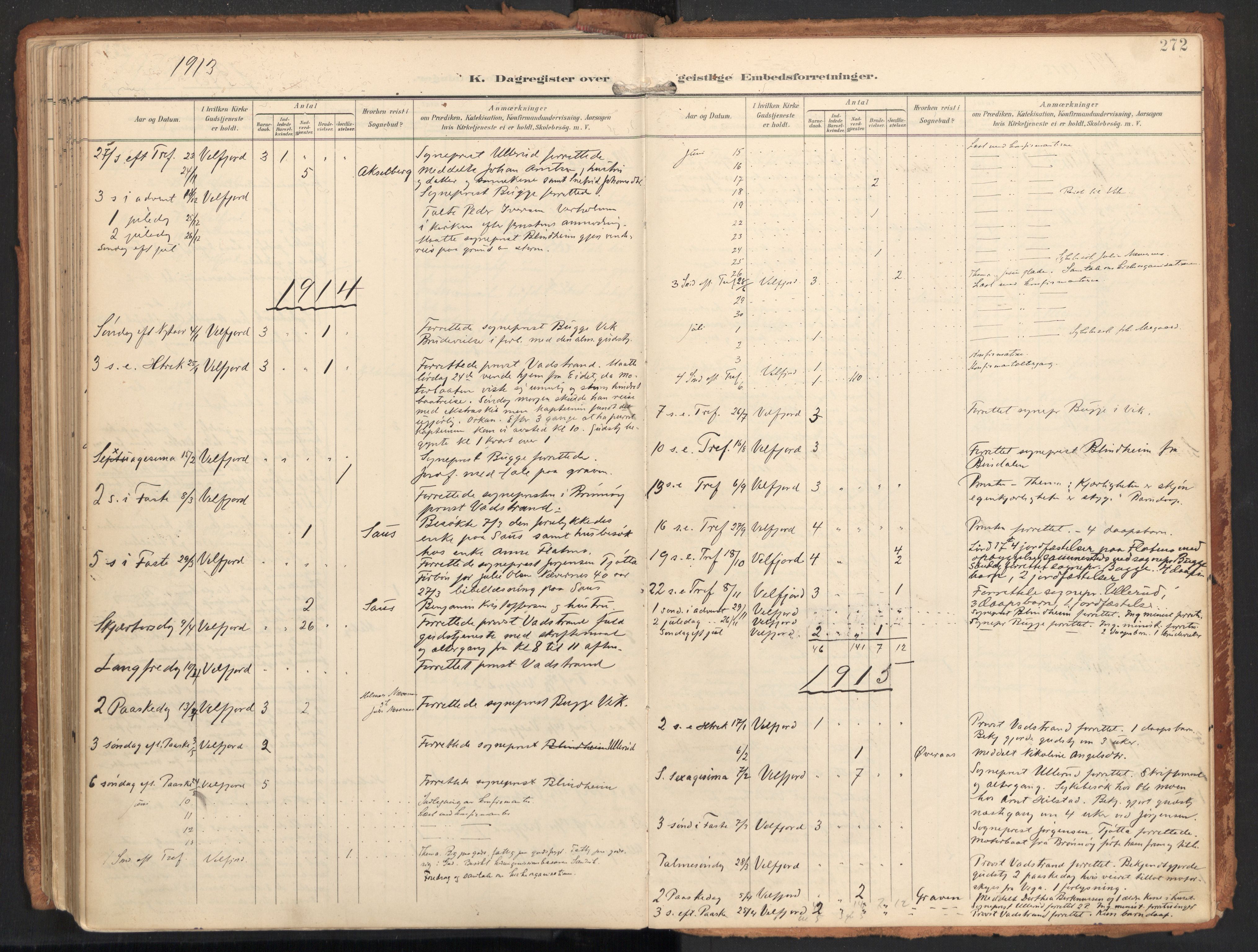 Ministerialprotokoller, klokkerbøker og fødselsregistre - Nordland, SAT/A-1459/814/L0227: Parish register (official) no. 814A08, 1899-1920, p. 272