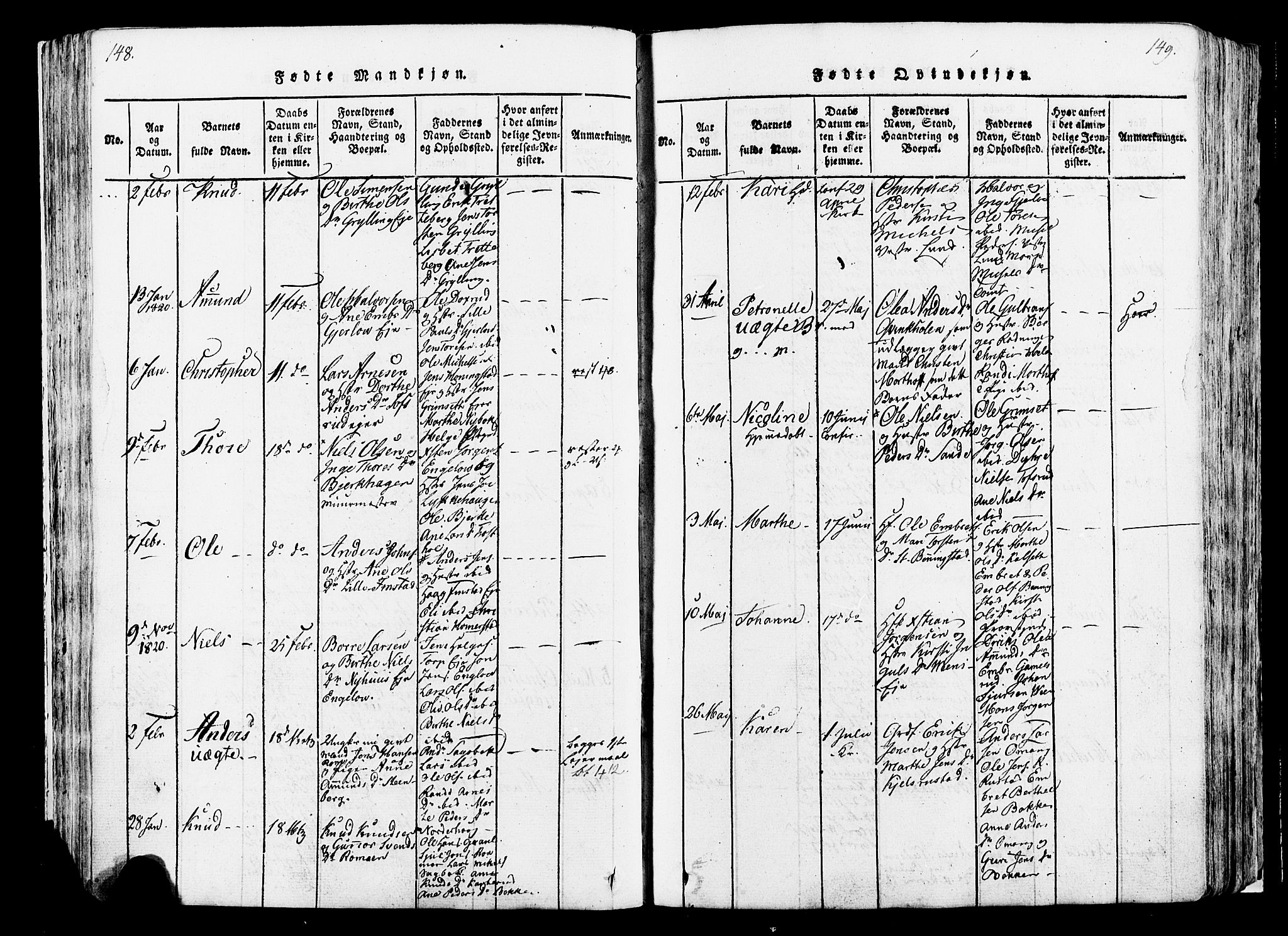 Løten prestekontor, SAH/PREST-022/K/Ka/L0005: Parish register (official) no. 5, 1814-1832, p. 148-149
