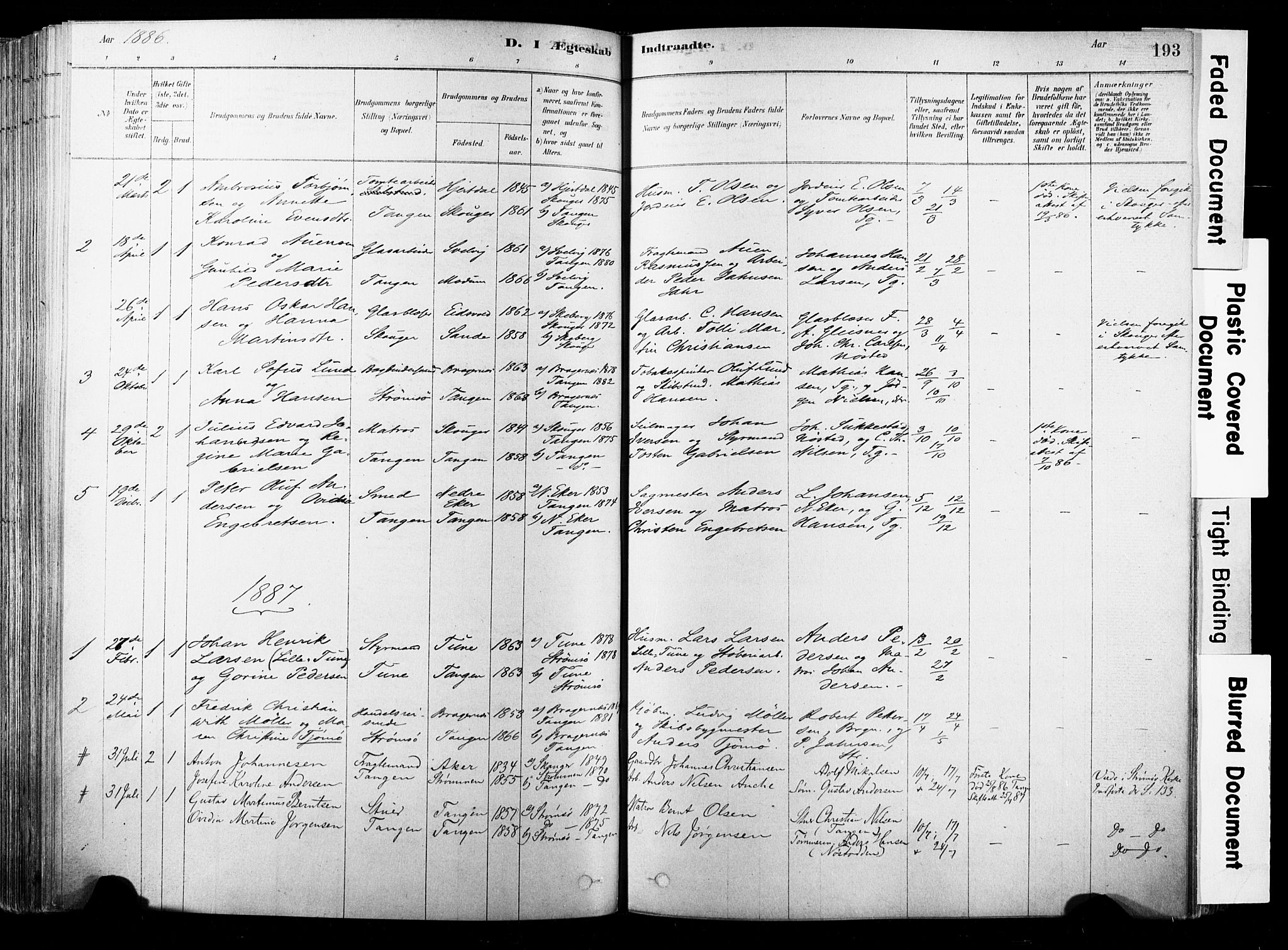 Strømsø kirkebøker, SAKO/A-246/F/Fb/L0006: Parish register (official) no. II 6, 1879-1910, p. 193