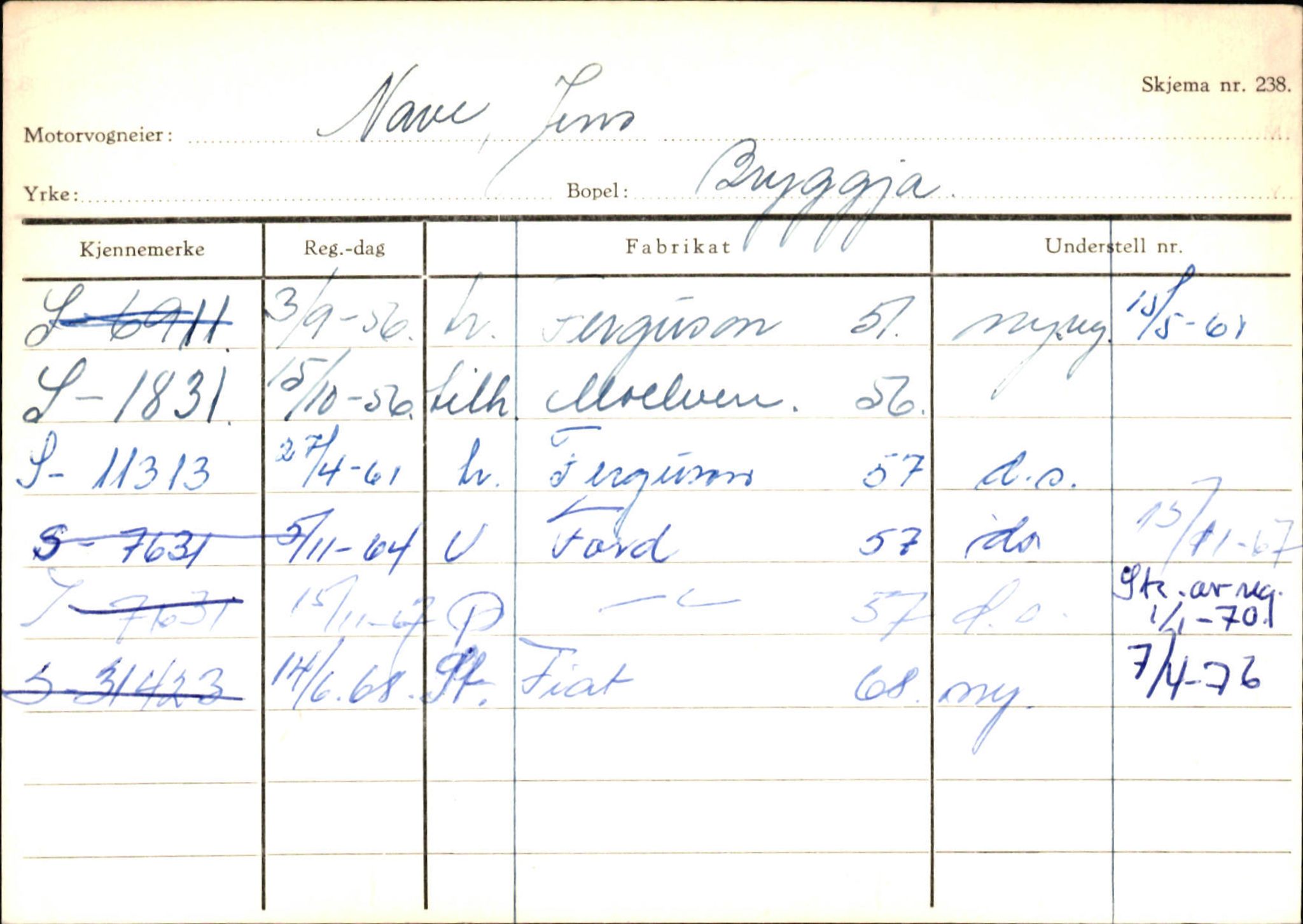 Statens vegvesen, Sogn og Fjordane vegkontor, AV/SAB-A-5301/4/F/L0144: Registerkort Vågsøy A-R, 1945-1975, p. 1994