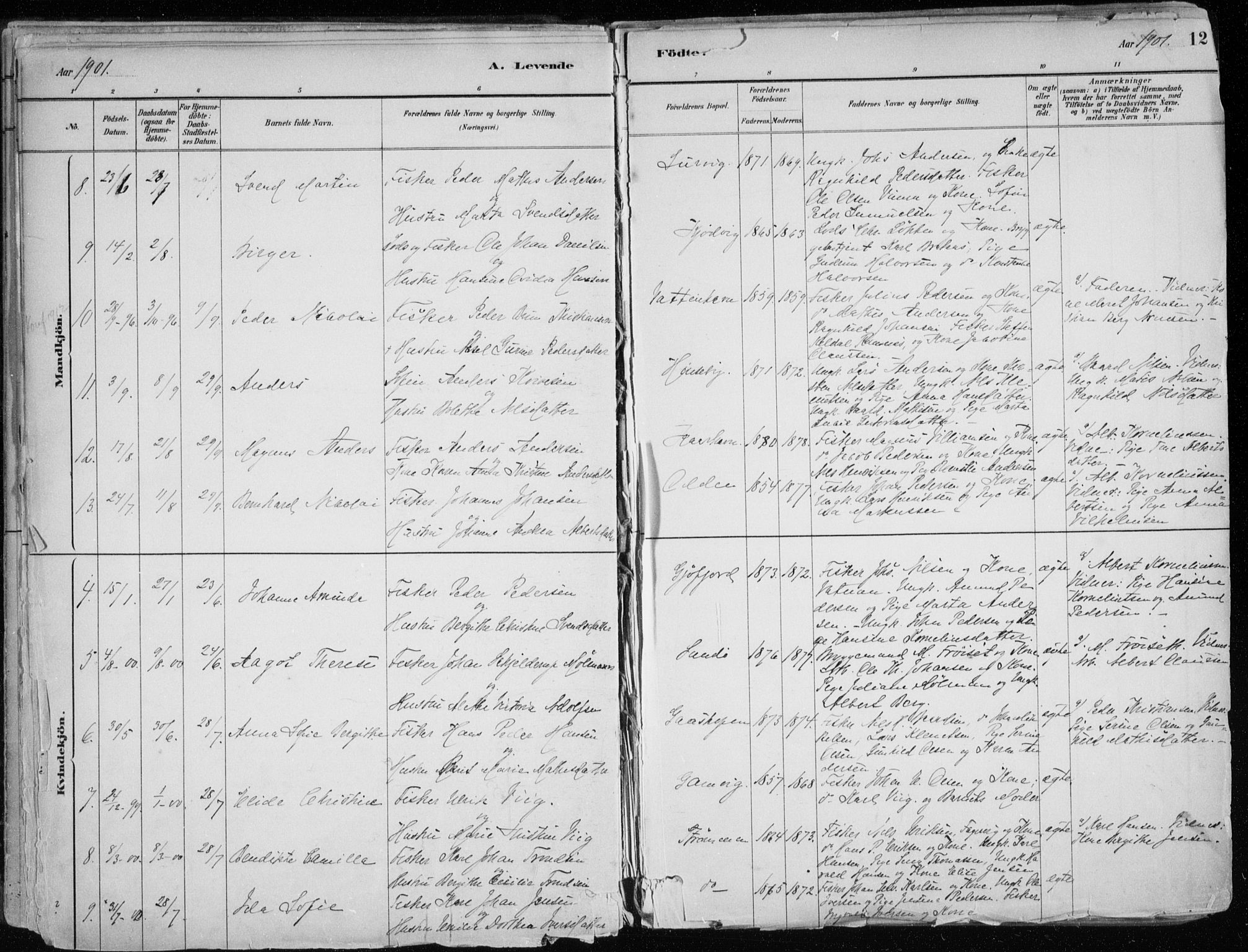 Hammerfest sokneprestkontor, SATØ/S-1347/H/Ha/L0013.kirke: Parish register (official) no. 13, 1898-1917, p. 12