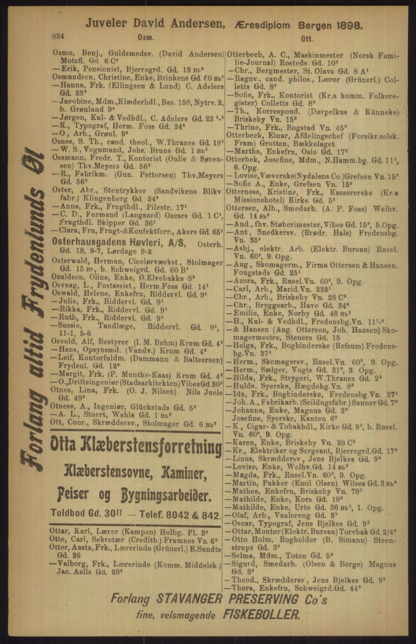 Kristiania/Oslo adressebok, PUBL/-, 1911, p. 834
