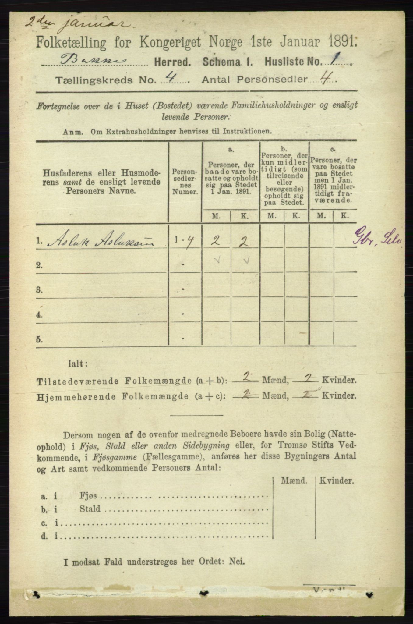 RA, 1891 census for 1045 Bakke, 1891, p. 544