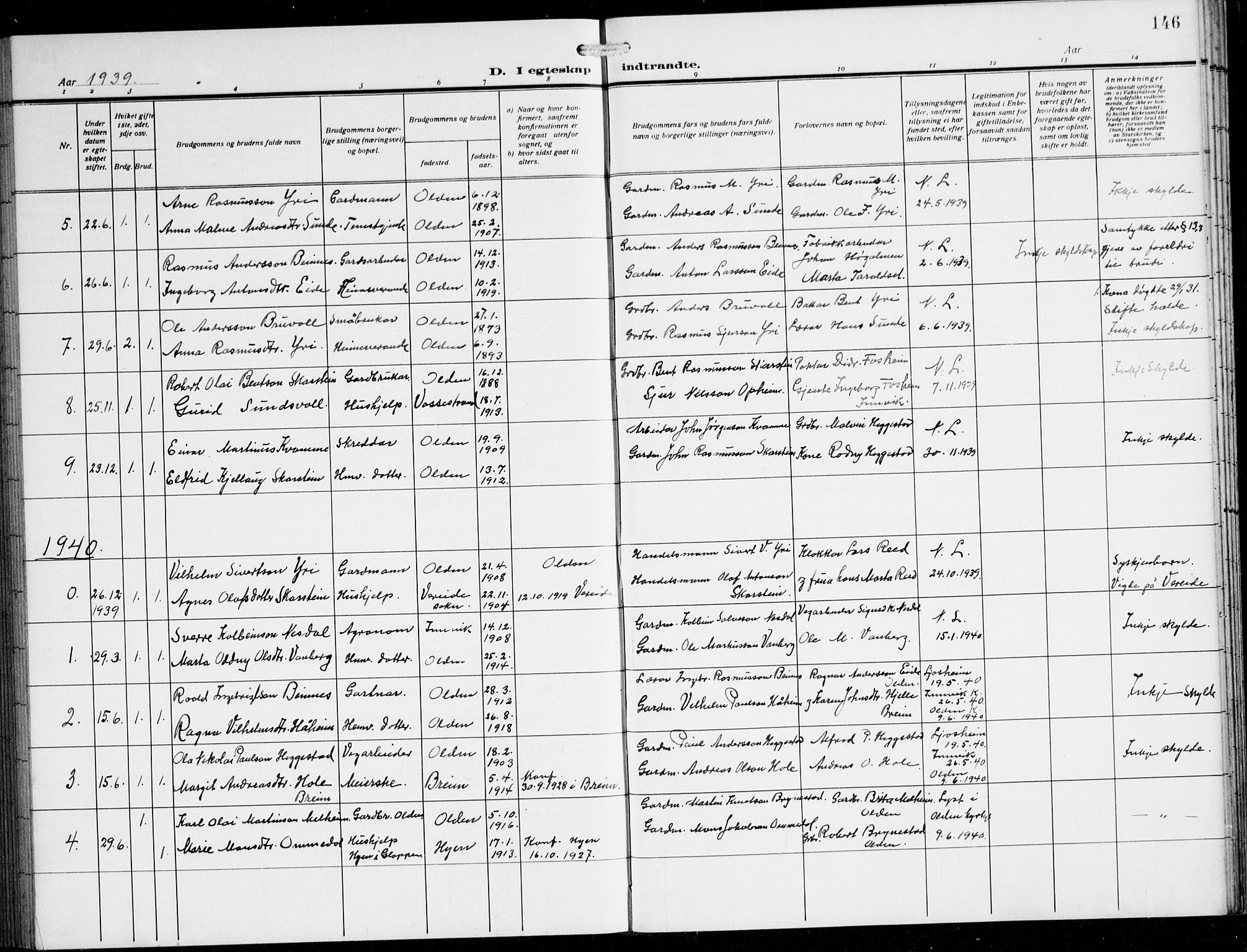 Innvik sokneprestembete, AV/SAB-A-80501: Parish register (copy) no. B 5, 1915-1943, p. 146