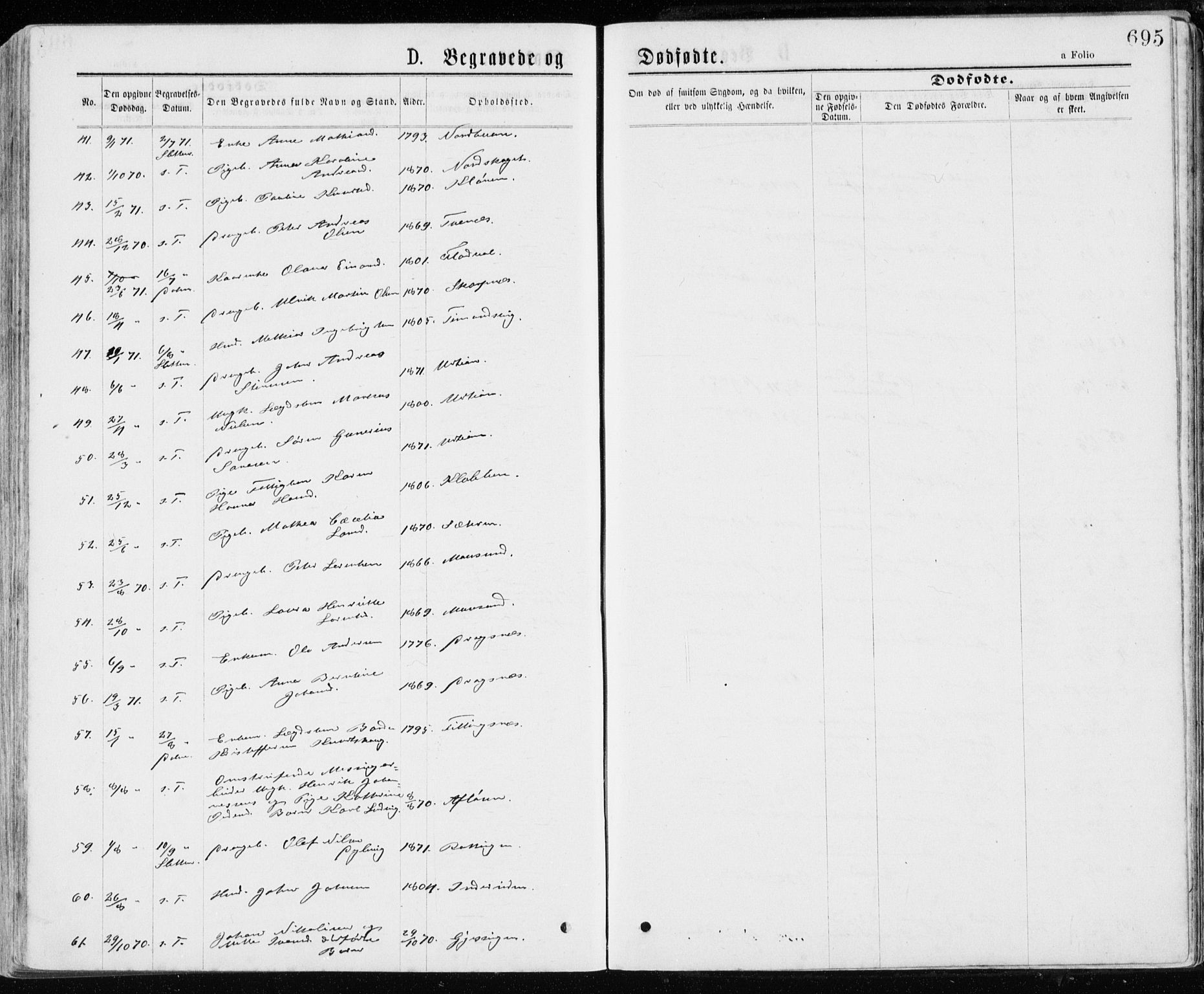 Ministerialprotokoller, klokkerbøker og fødselsregistre - Sør-Trøndelag, AV/SAT-A-1456/640/L0576: Parish register (official) no. 640A01, 1846-1876, p. 695