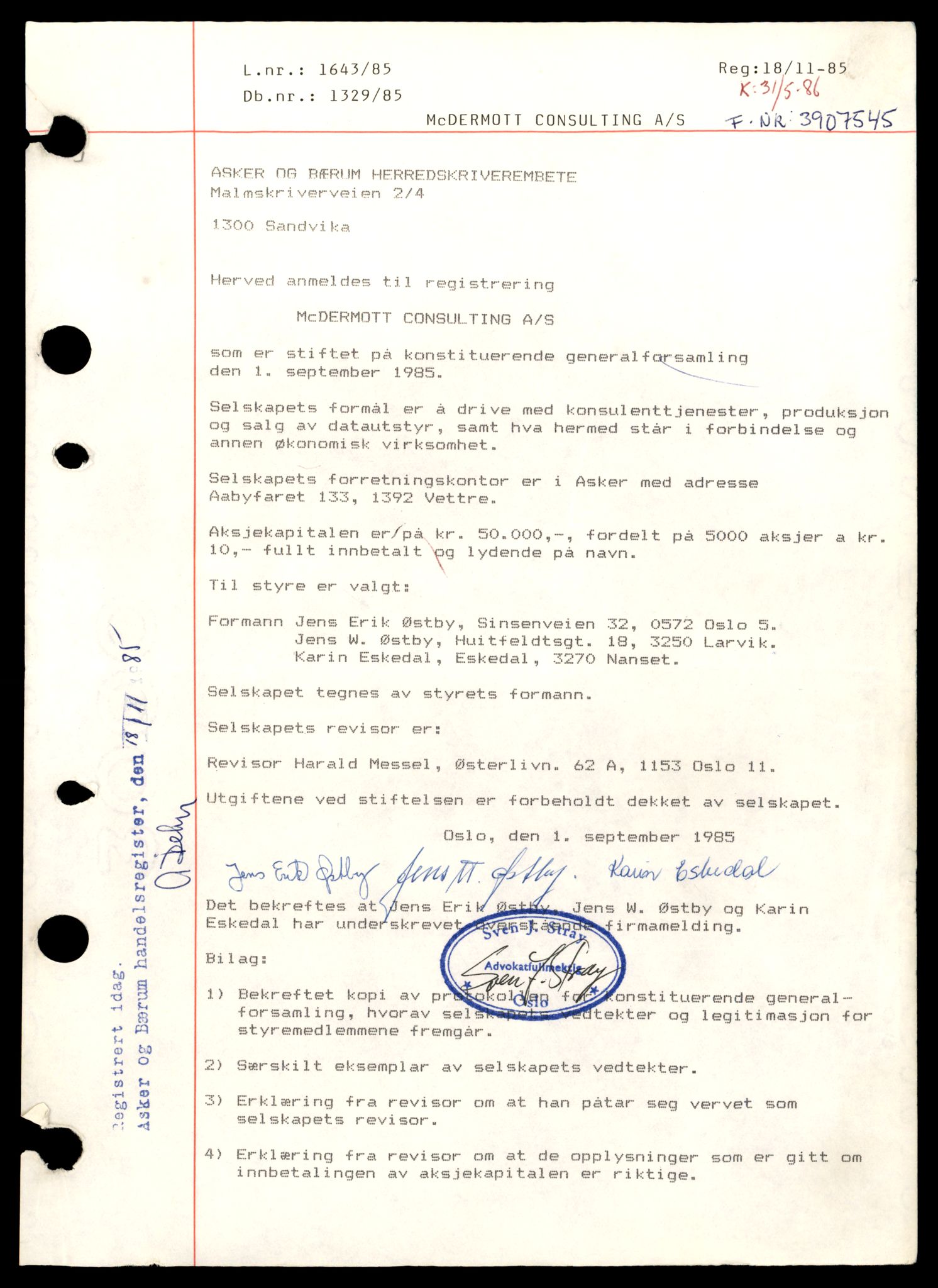 Asker og Bærum tingrett, AV/SAT-A-10379/K/Ka/Kab/L0011: Aksjeselskap i Asker, M, 1944-1989, p. 1