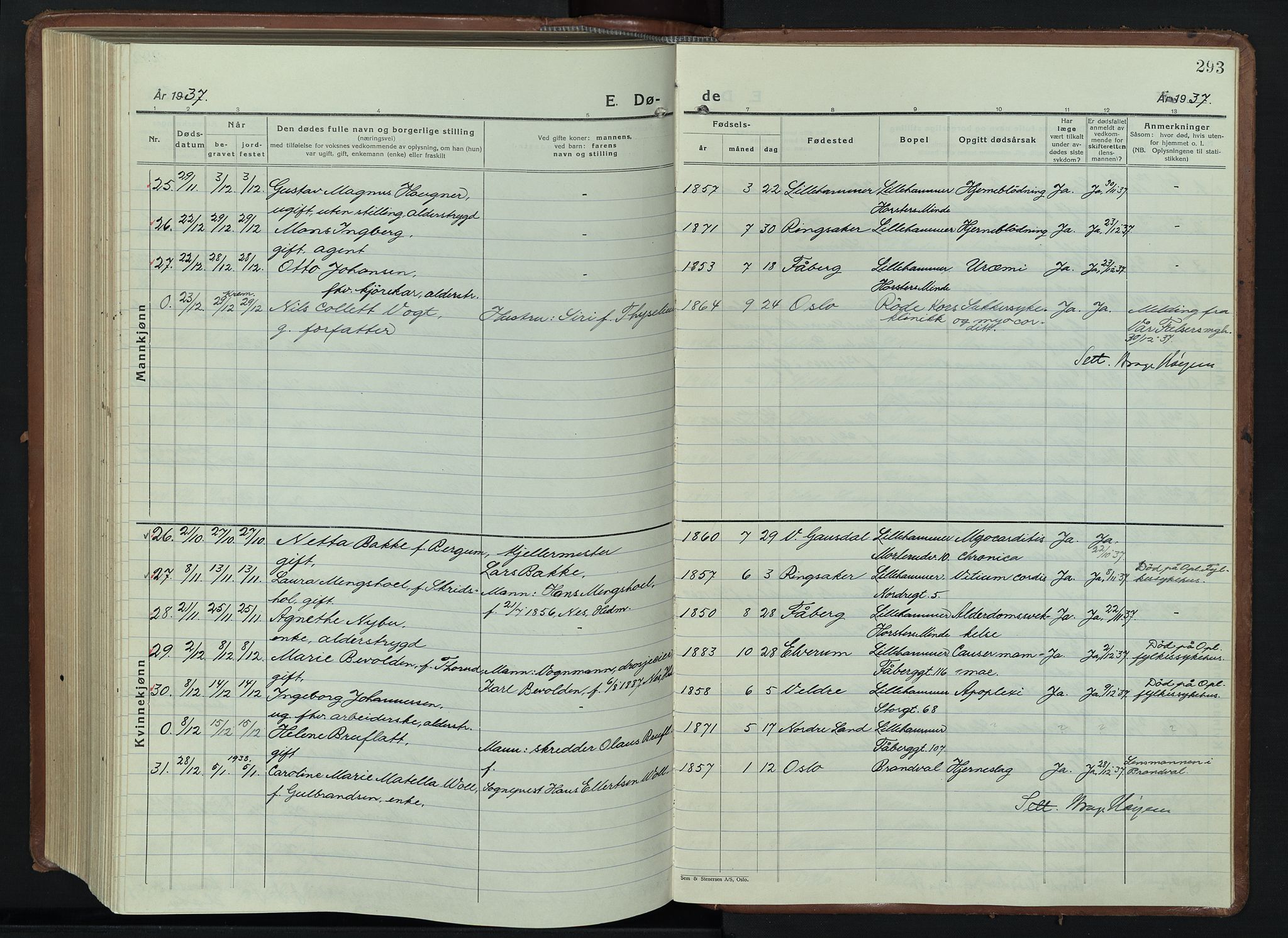 Lillehammer prestekontor, SAH/PREST-088/H/Ha/Hab/L0003: Parish register (copy) no. 3, 1927-1943, p. 293