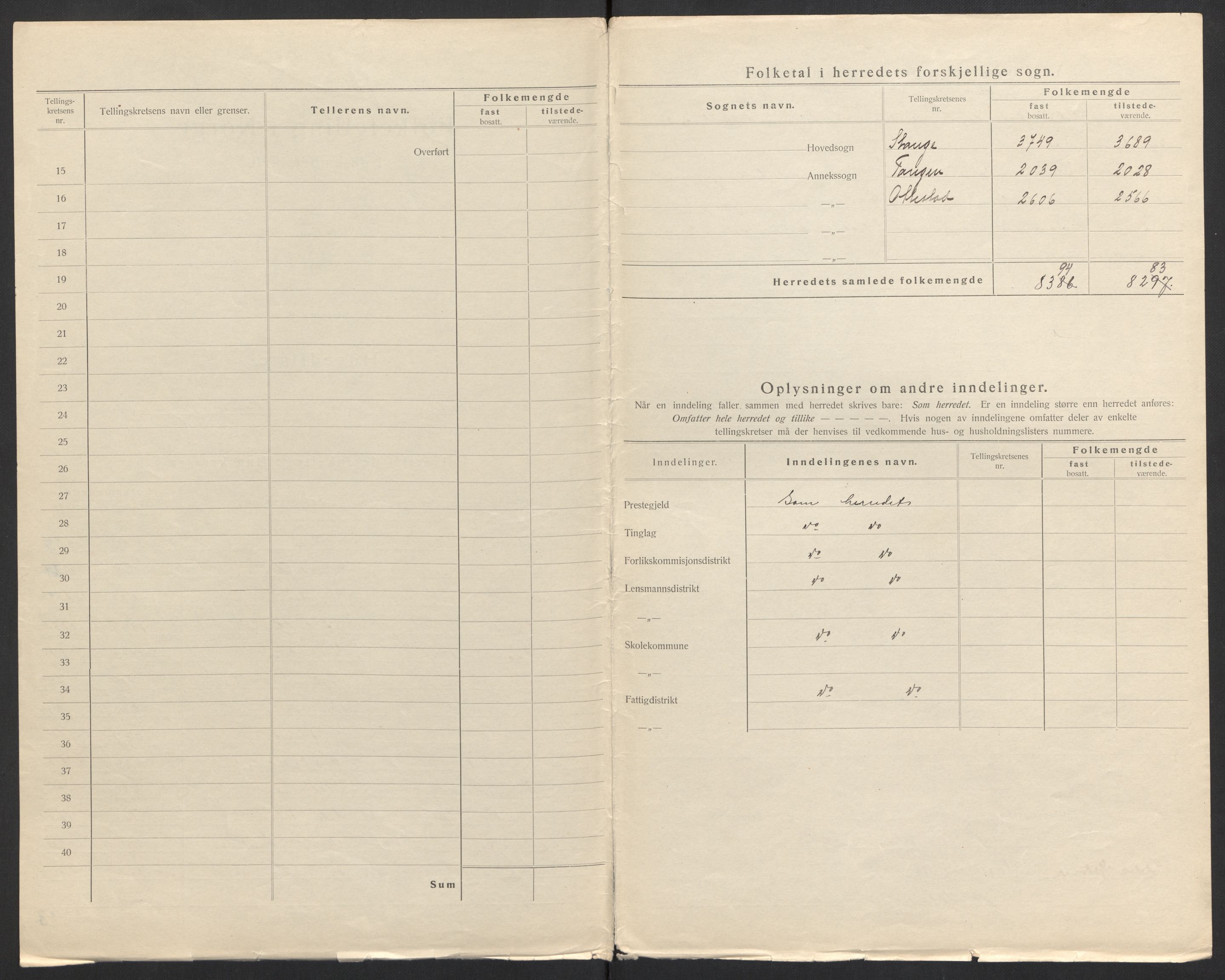 SAH, 1920 census for Stange, 1920, p. 7