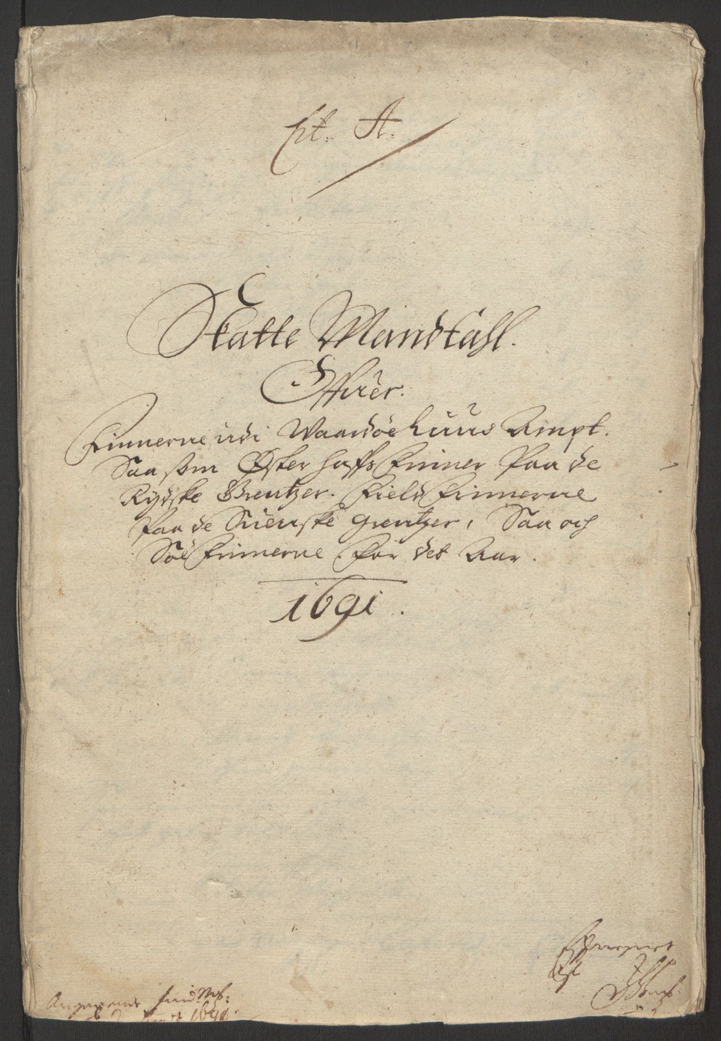 Rentekammeret inntil 1814, Reviderte regnskaper, Fogderegnskap, RA/EA-4092/R69/L4851: Fogderegnskap Finnmark/Vardøhus, 1691-1700, p. 7