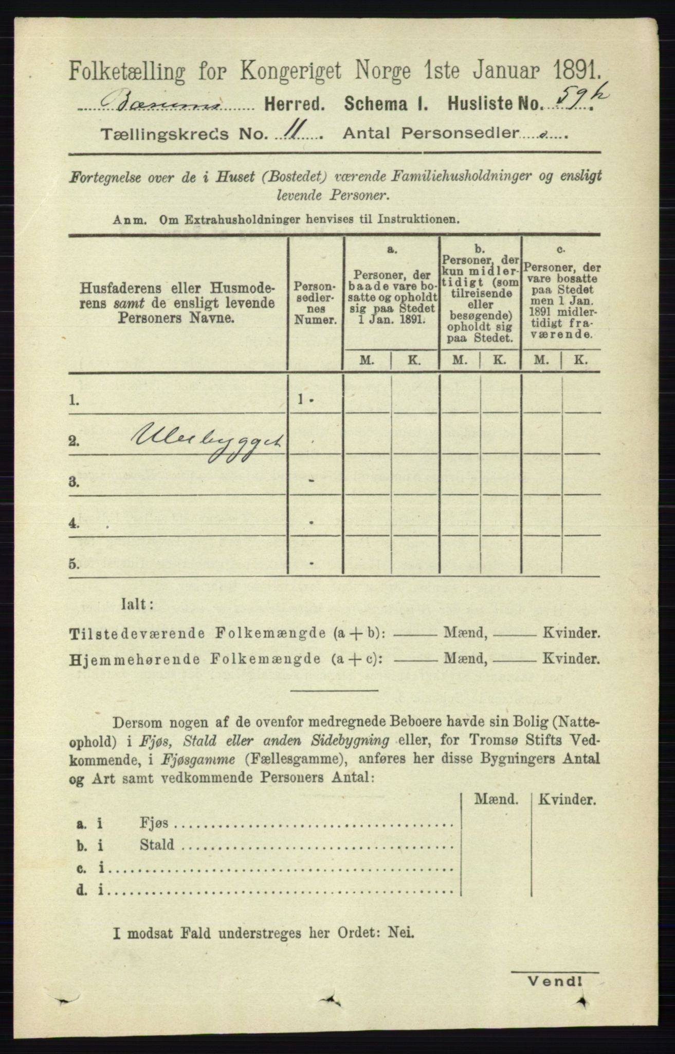 RA, 1891 census for 0219 Bærum, 1891, p. 7181