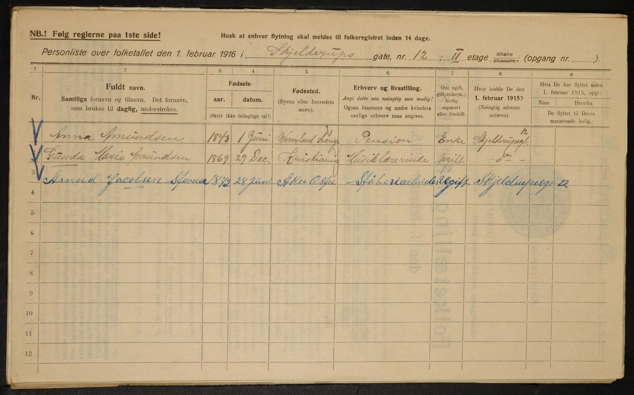 OBA, Municipal Census 1916 for Kristiania, 1916, p. 98246