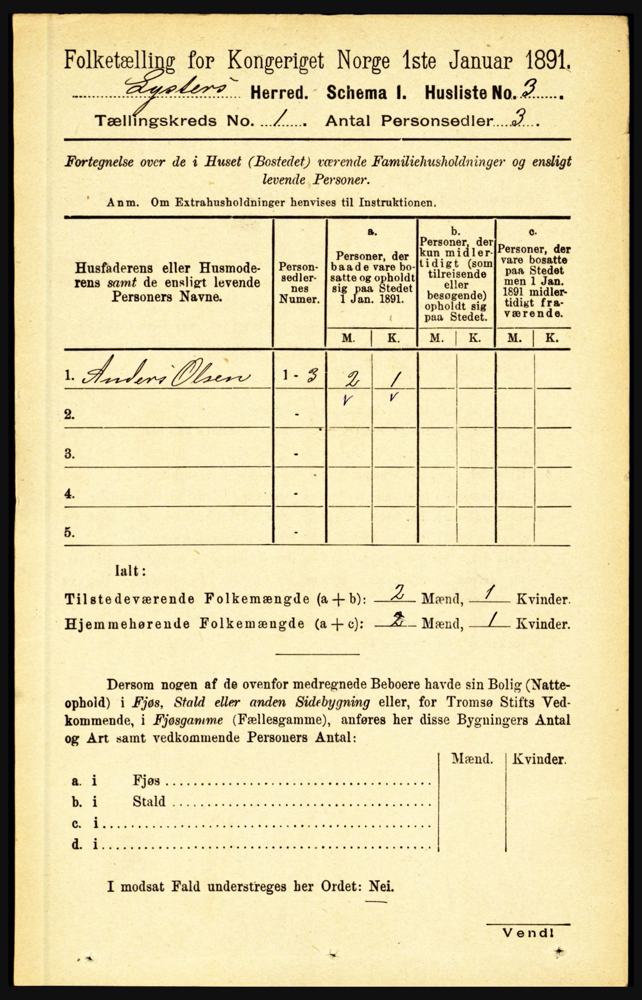 RA, 1891 census for 1426 Luster, 1891, p. 34