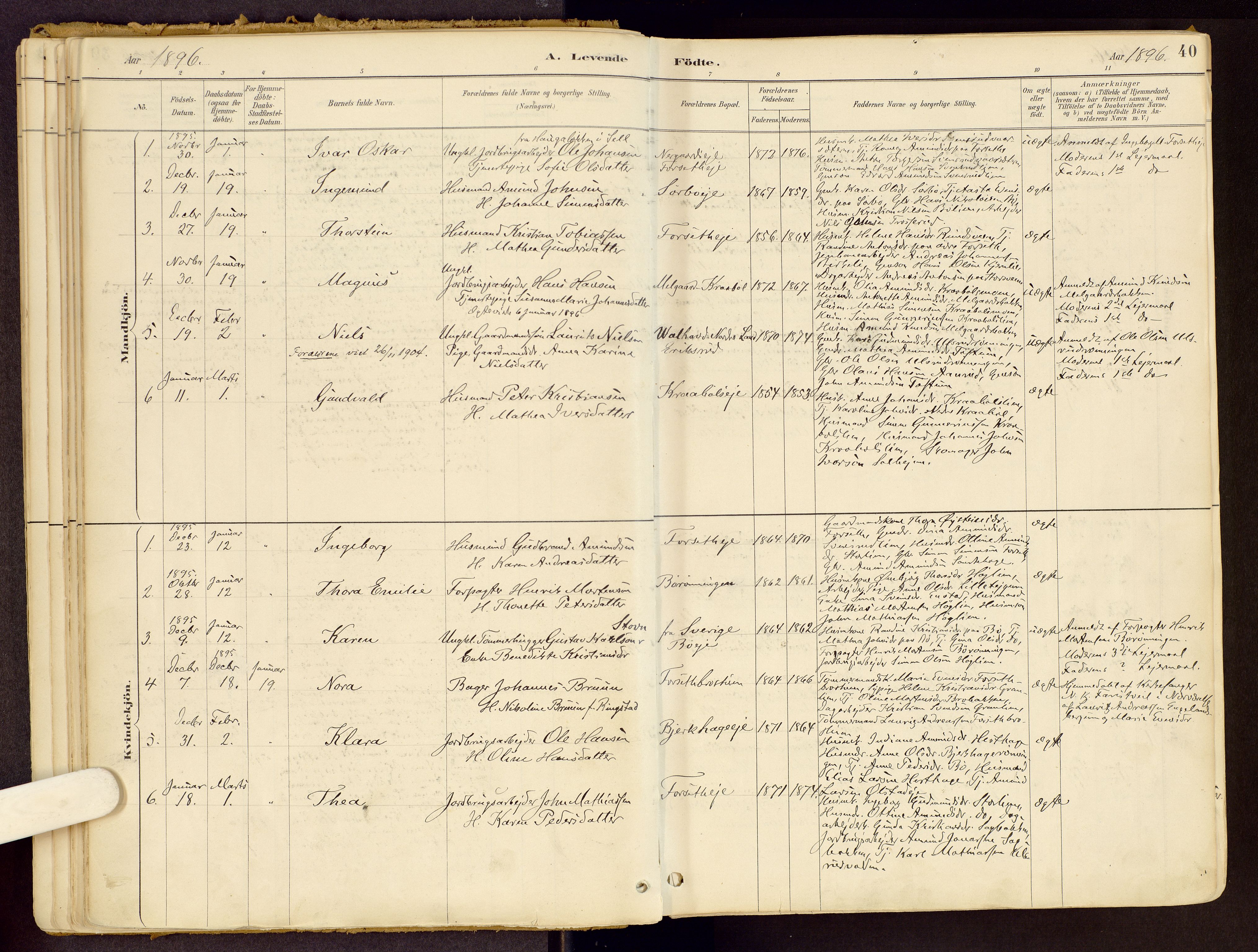 Vestre Gausdal prestekontor, SAH/PREST-094/H/Ha/Haa/L0001: Parish register (official) no. 1, 1887-1914, p. 40