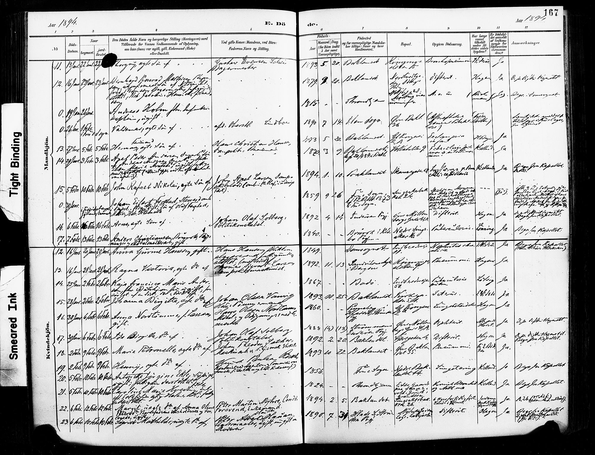 Ministerialprotokoller, klokkerbøker og fødselsregistre - Sør-Trøndelag, SAT/A-1456/604/L0198: Parish register (official) no. 604A19, 1893-1900, p. 167