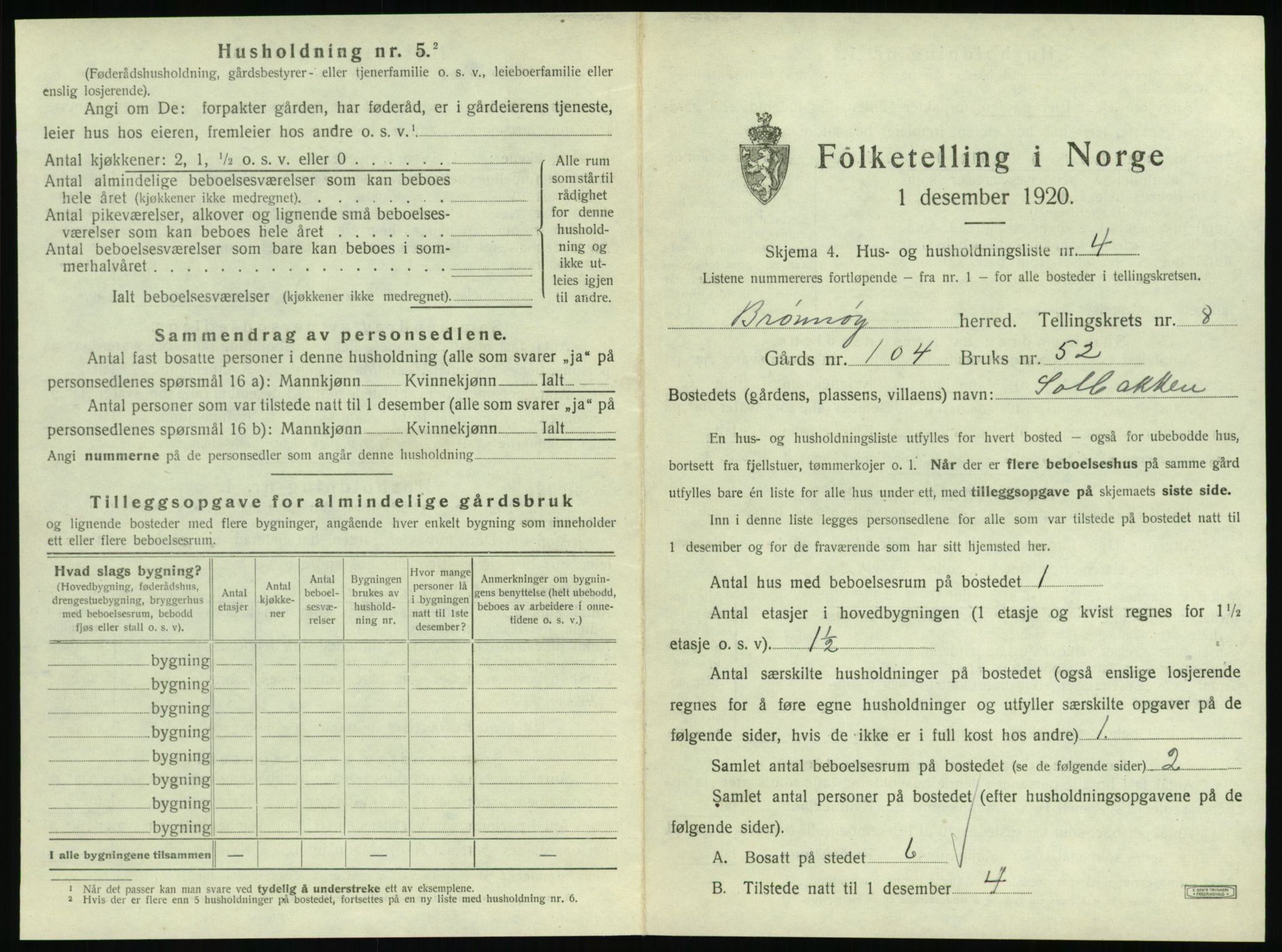 SAT, 1920 census for Brønnøy, 1920, p. 744