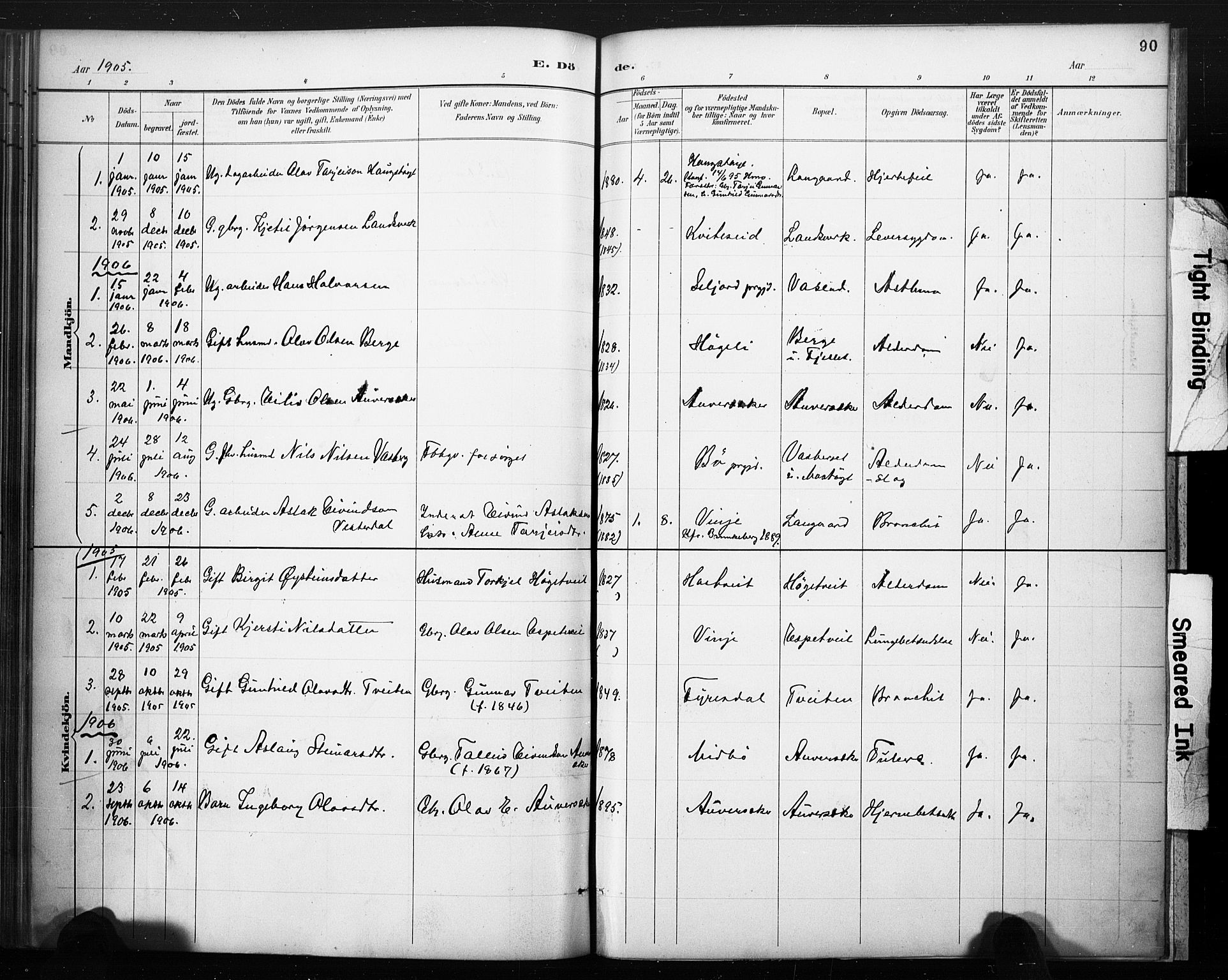 Lårdal kirkebøker, SAKO/A-284/F/Fc/L0002: Parish register (official) no. III 2, 1887-1906, p. 90