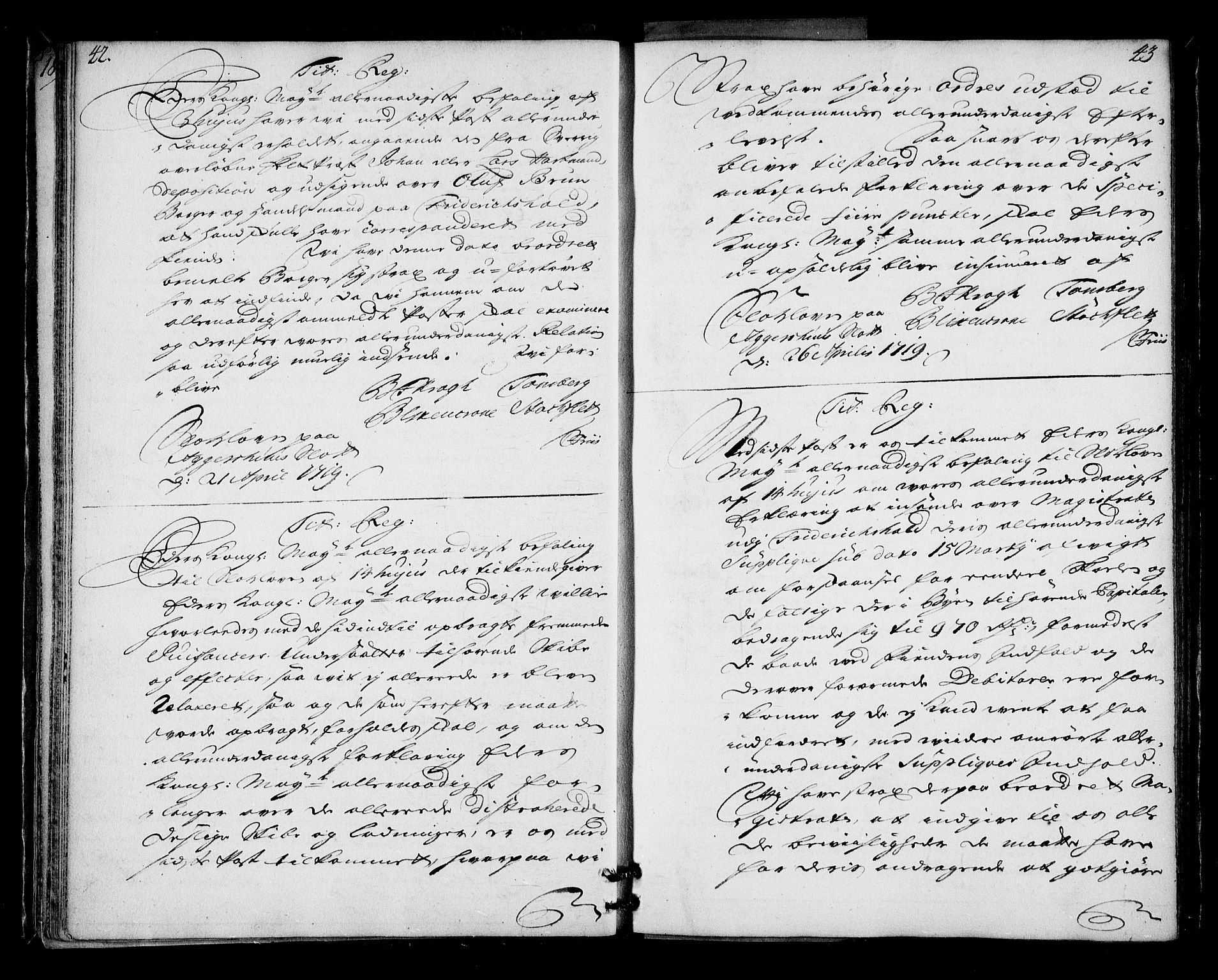 Stattholderembetet 1572-1771, AV/RA-EA-2870/Bd/L0002: Relasjonsprotokoll, 1718-1720, p. 42-43