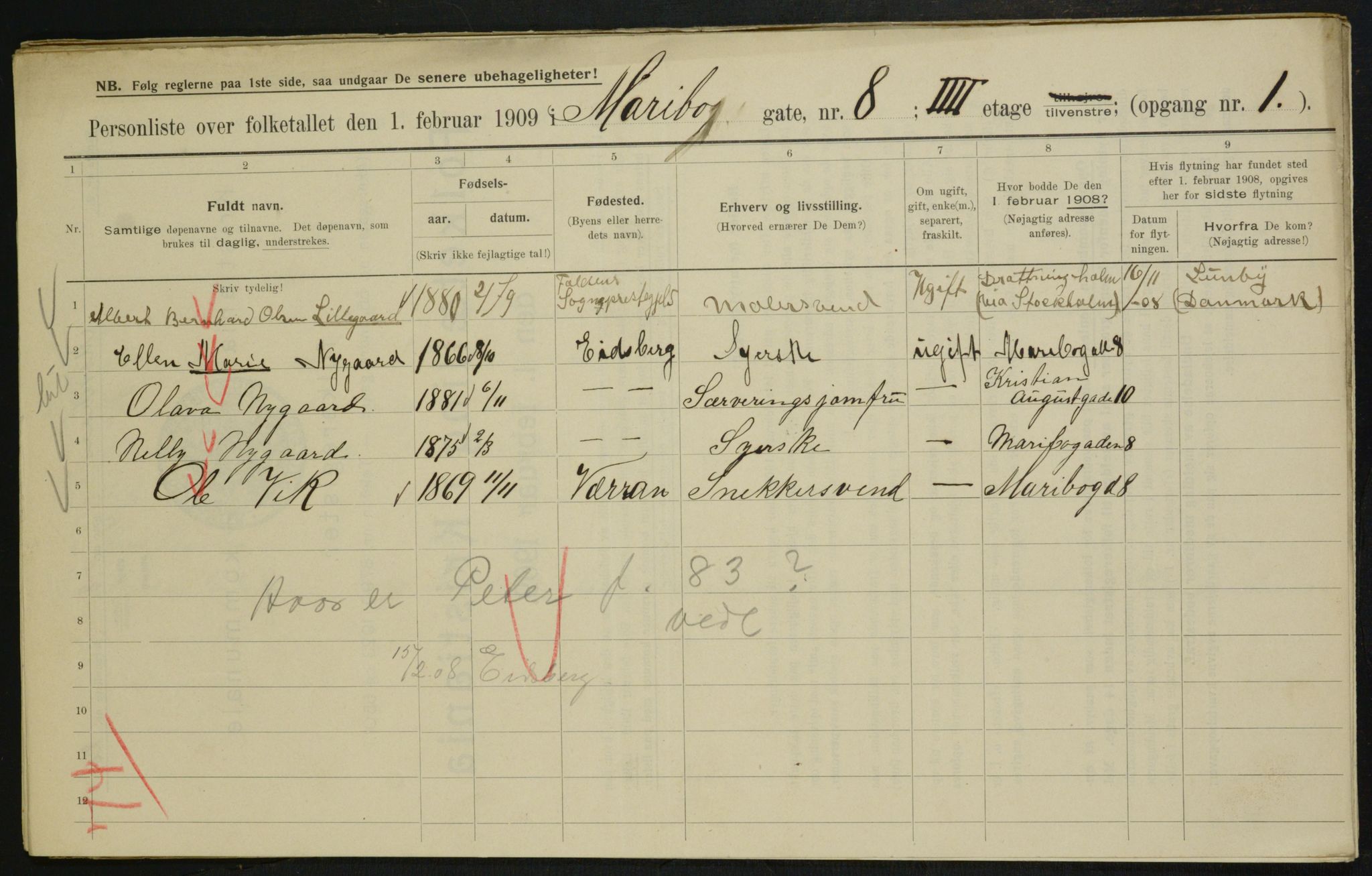 OBA, Municipal Census 1909 for Kristiania, 1909, p. 54953